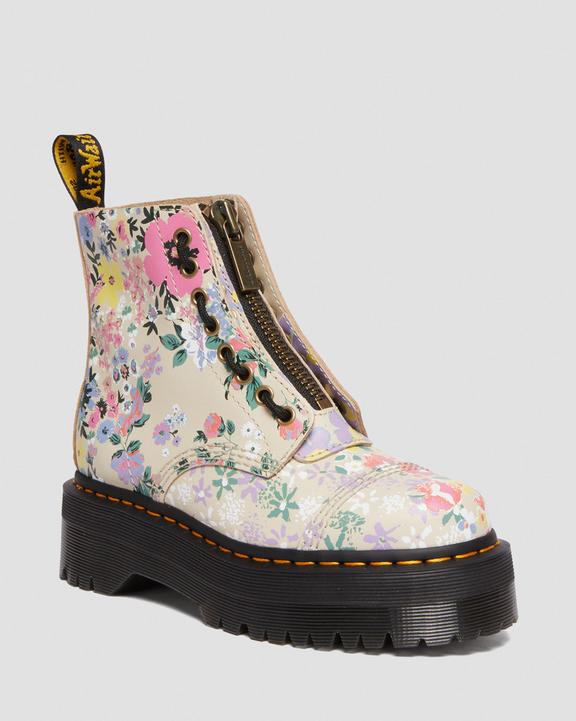 Sinclair Floral Mash Up Leather Platform Boots in Parchment Sinclair Floral Mash Up Leather Platform Boots in Parchment