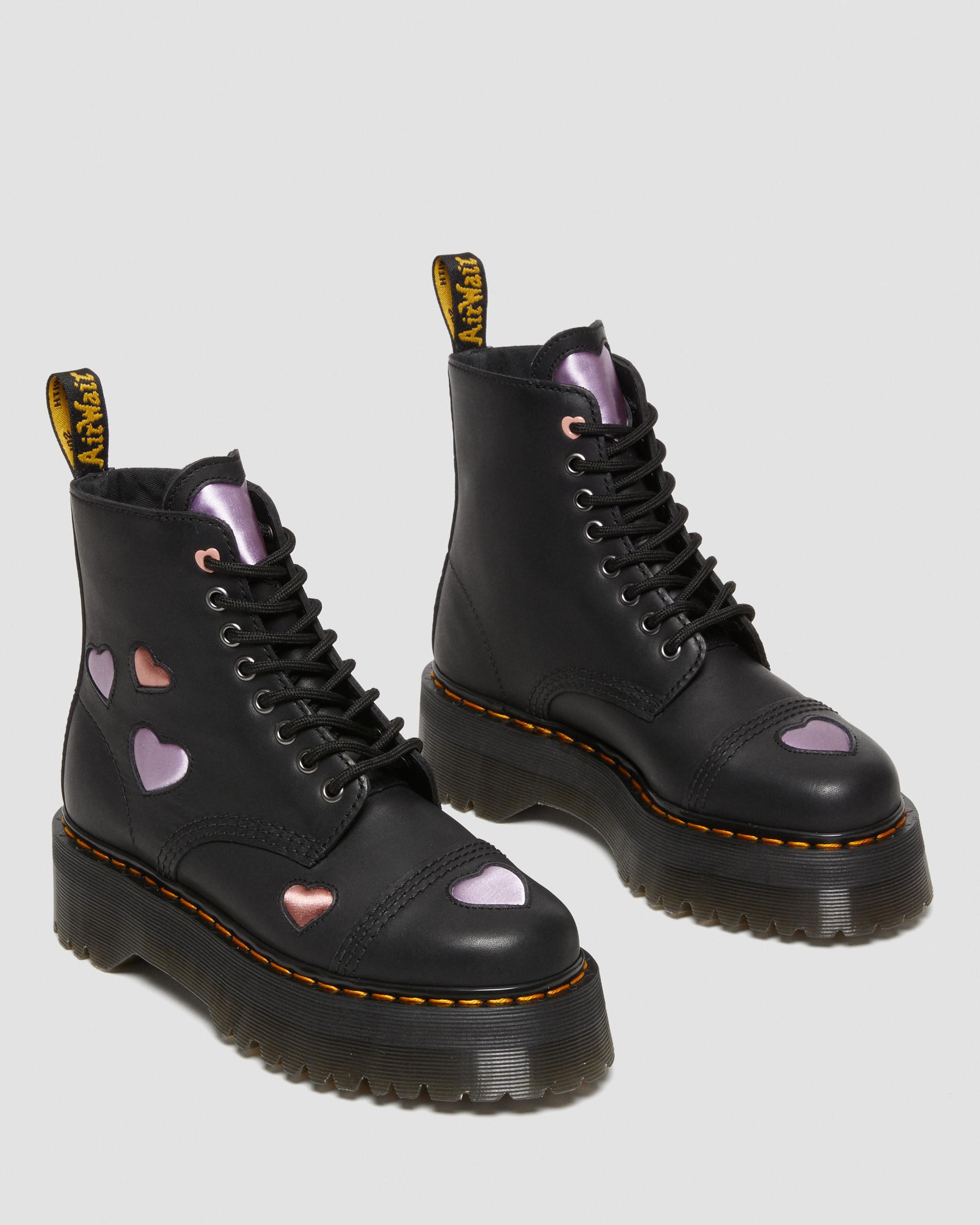 Shop Dr. Martens' Sinclair Leather Heart Platform Boots In Black