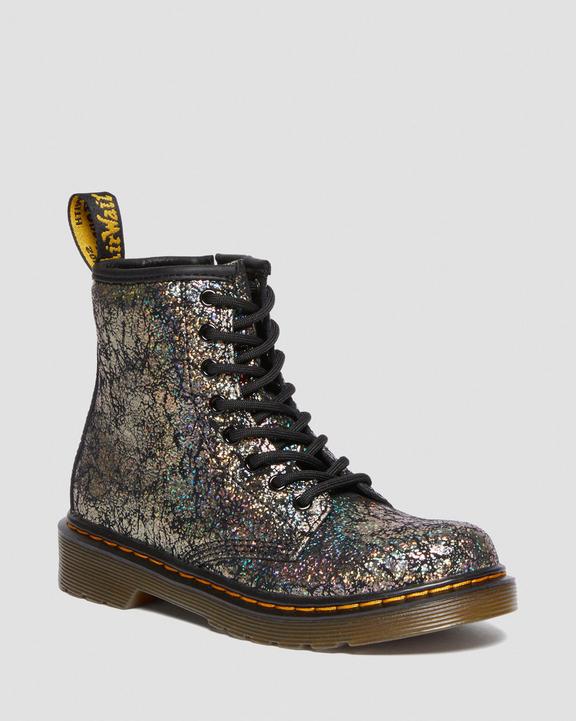 Junior 1460 Crinkle Metallic Lace Up Boots in Black | Dr Junior 1460 Crinkle Metallic Lace Up Boots in Black | Dr