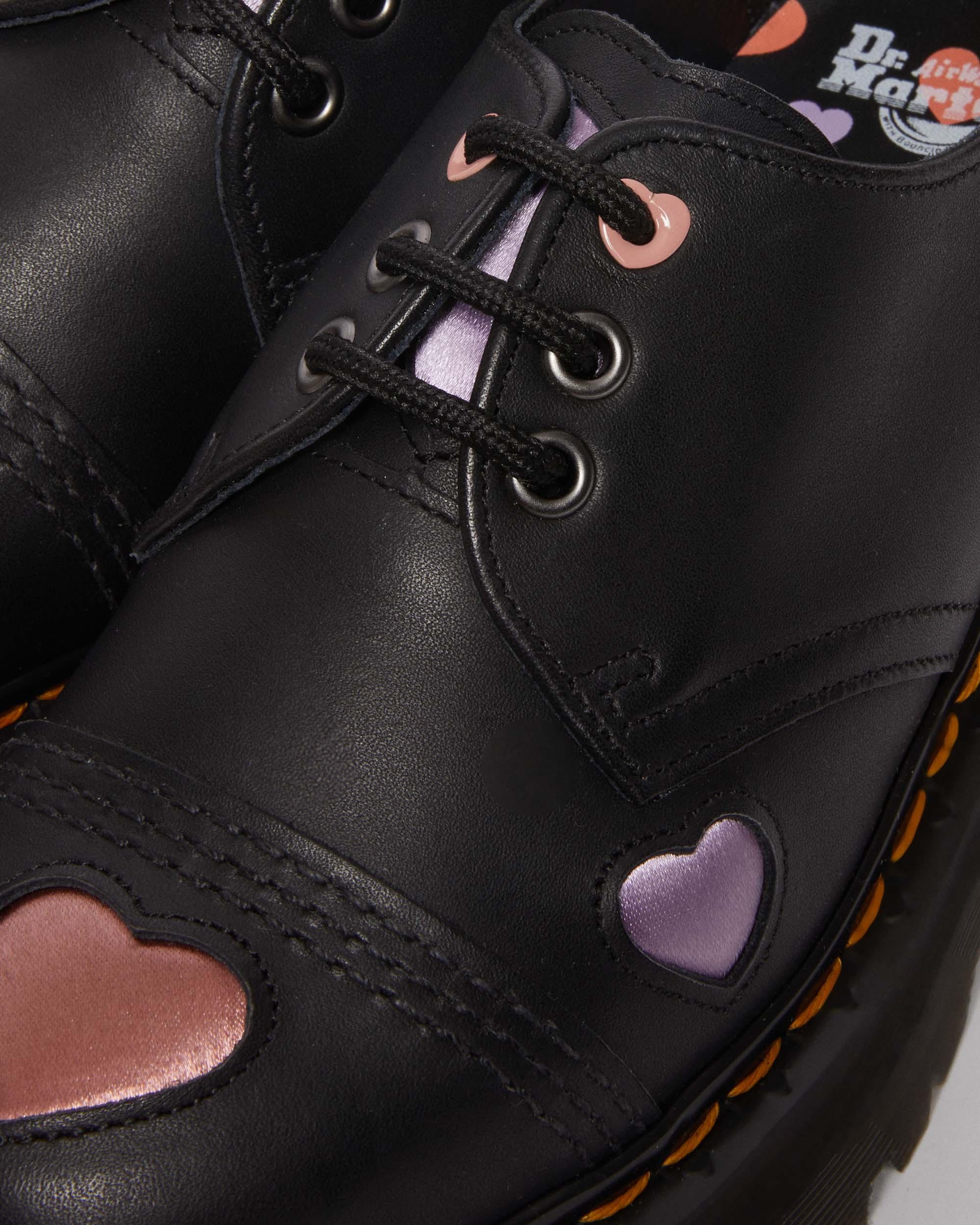 1461 Leather Heart Platform Shoes in Black