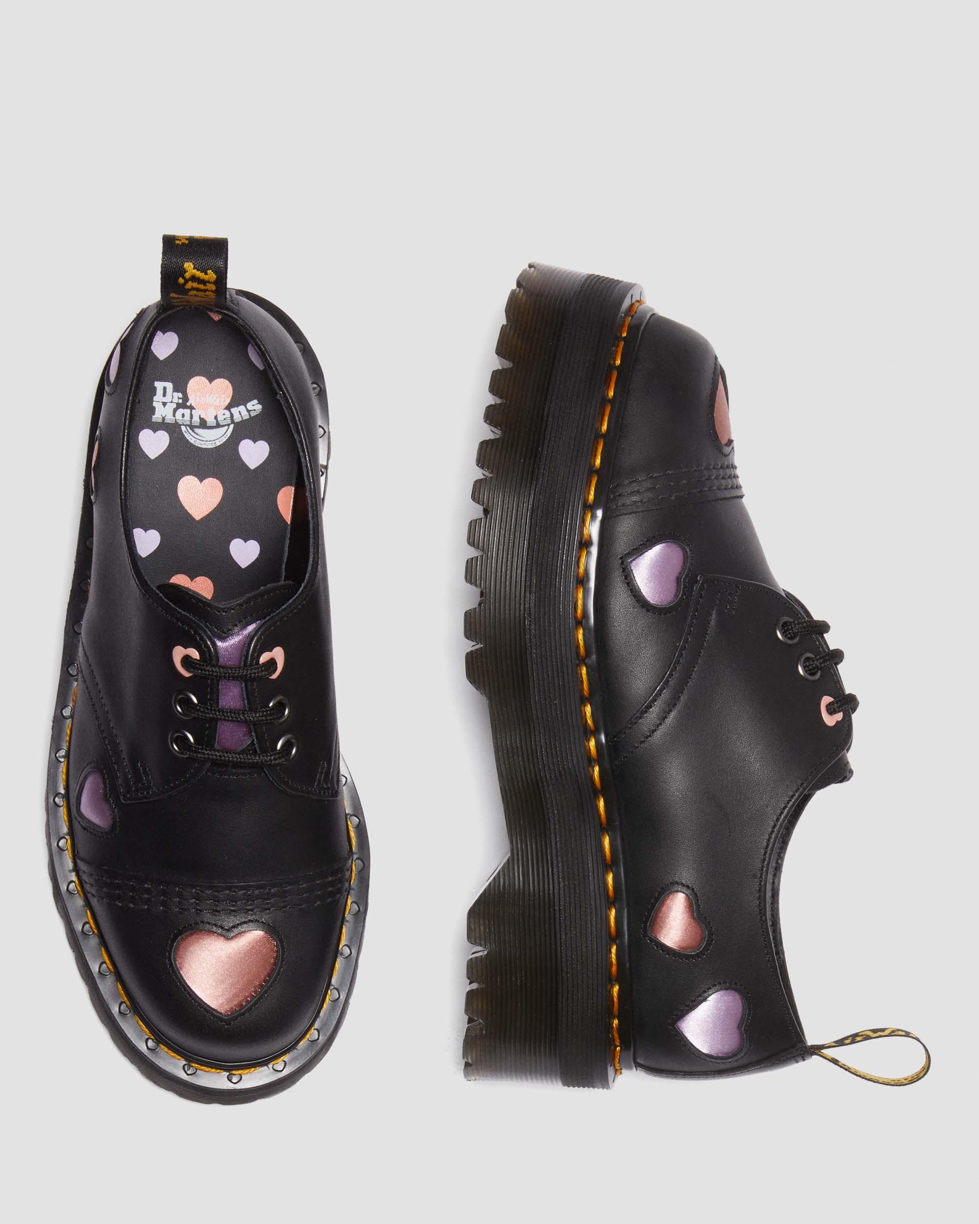1461 Leather Heart Platform Shoes in Black