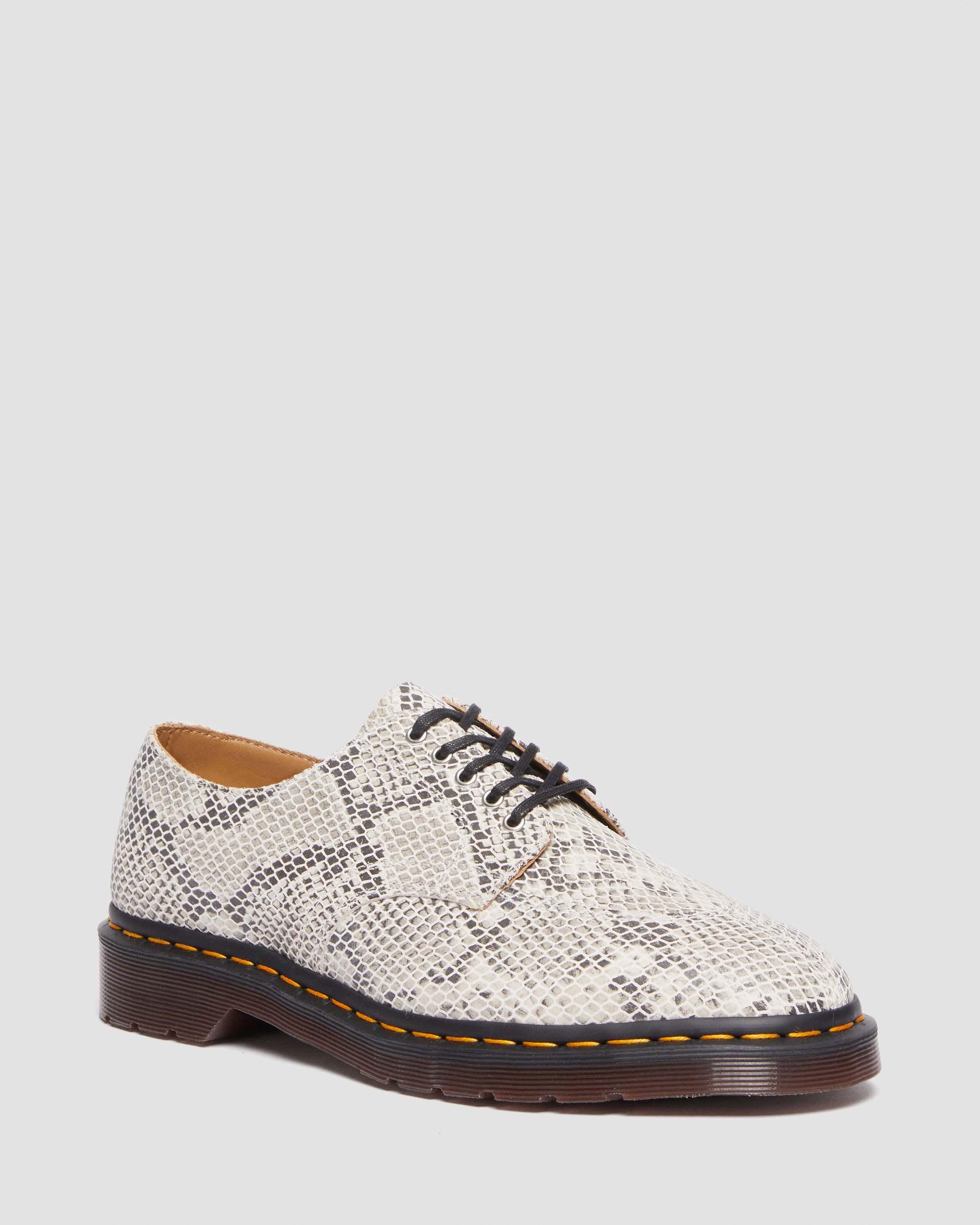2046 Snake Print Suede Oxford Shoes in Sand | Dr. Martens