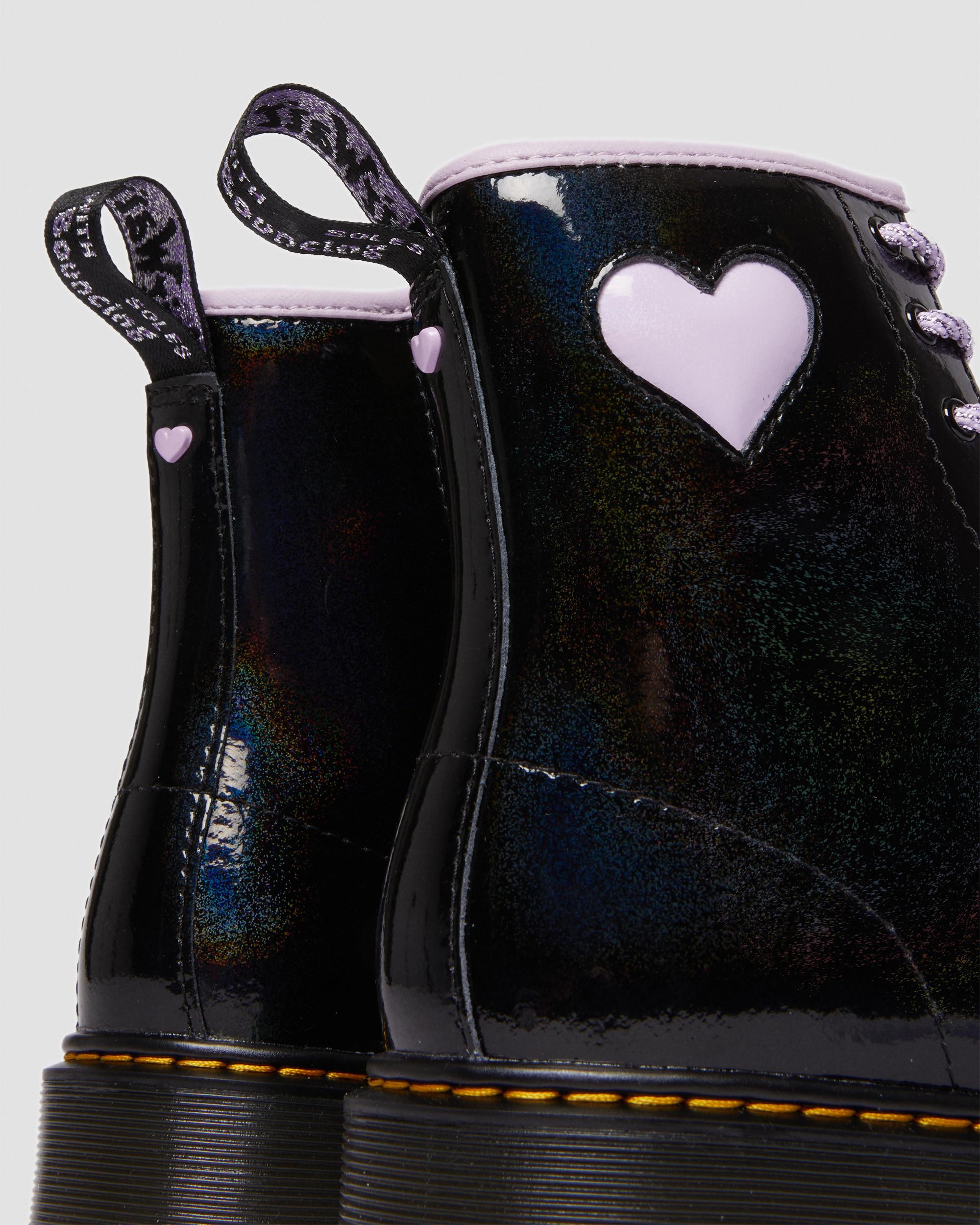 Youth 1460 Shimmer Heart Boots Up Dr. in Black Martens | Lace