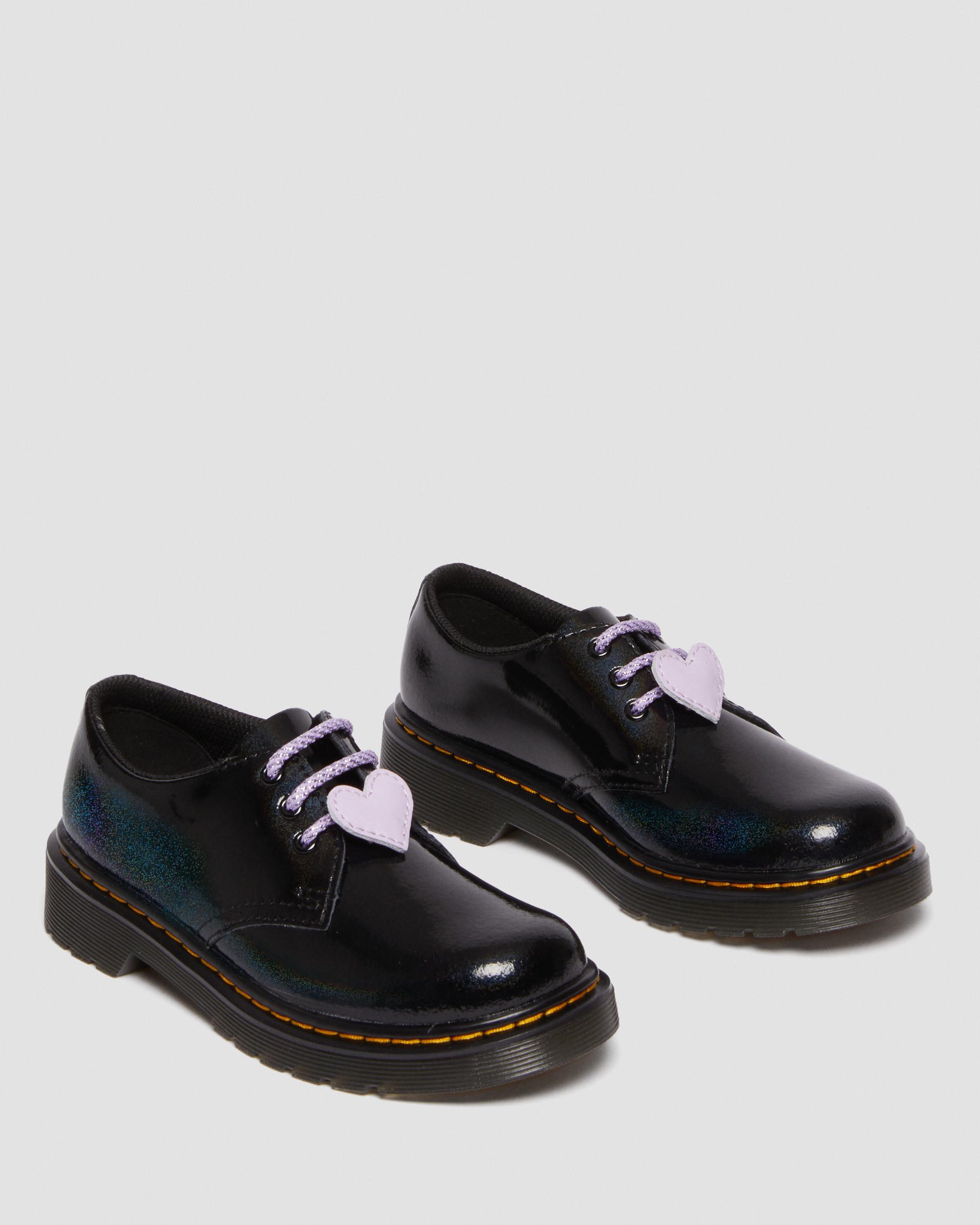 Junior 1461 Shimmer Heart Oxford Shoes in Black | Dr. Martens