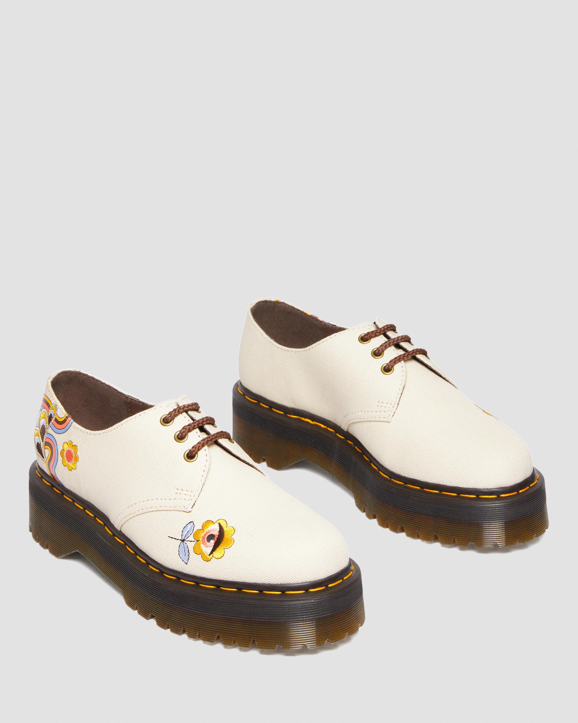 Shop Dr. Martens' Herren Vegan 1461 Retro Ray Canvas Plateauschuhe In Creme/mehrfarbig