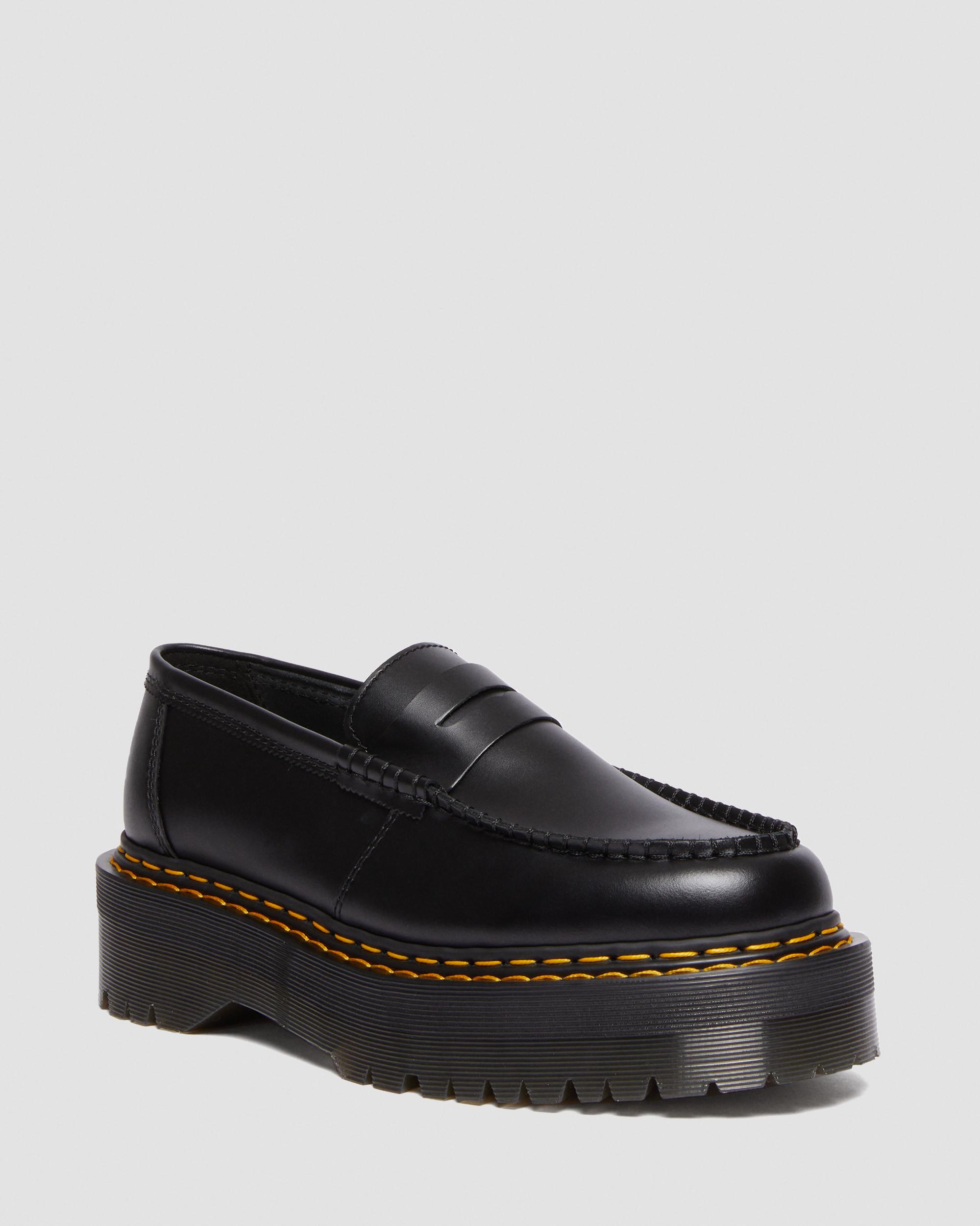 Penton Quad Double Stitch Leather Loafers, Black | Dr. Martens