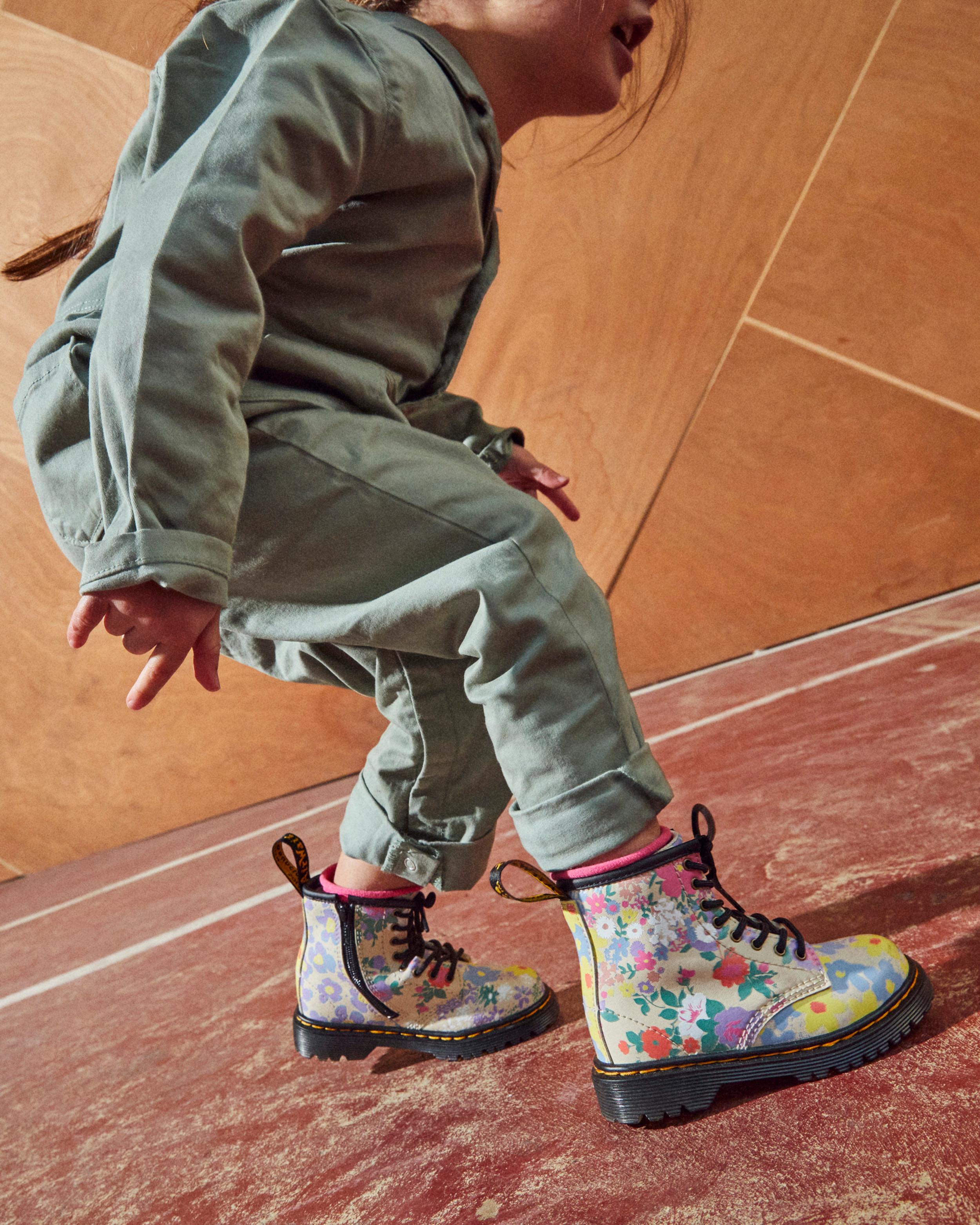 Toddler 1460 Floral Mash Up Leather Lace Up Boots in Parchment Beige | Dr.  Martens