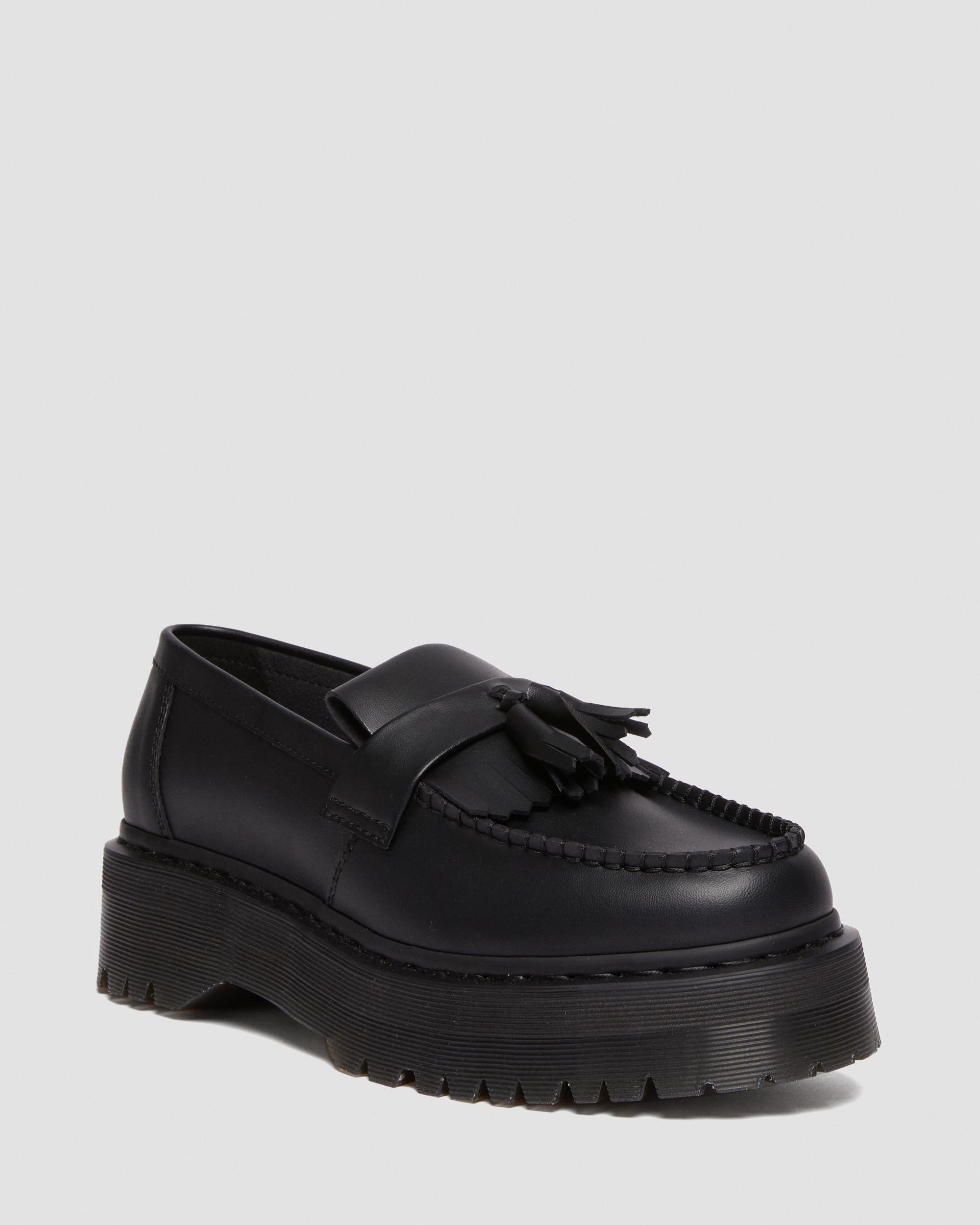 Vegan Adrian Felix Platform Tassel Loafers in Black | Dr. Martens