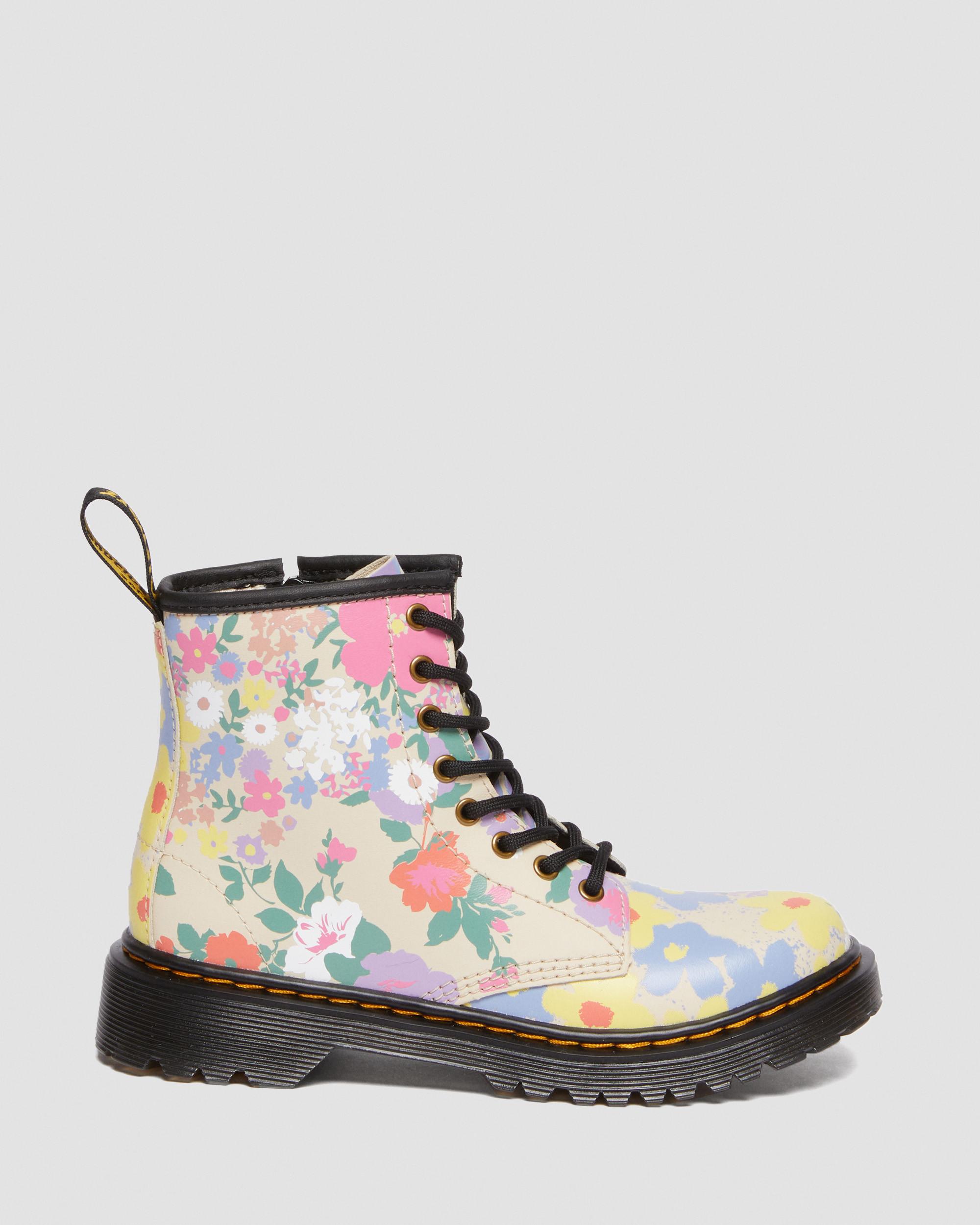 Junior 1460 Floral Mash Up Hydro Leather Lace Up Boots in Parchment ...