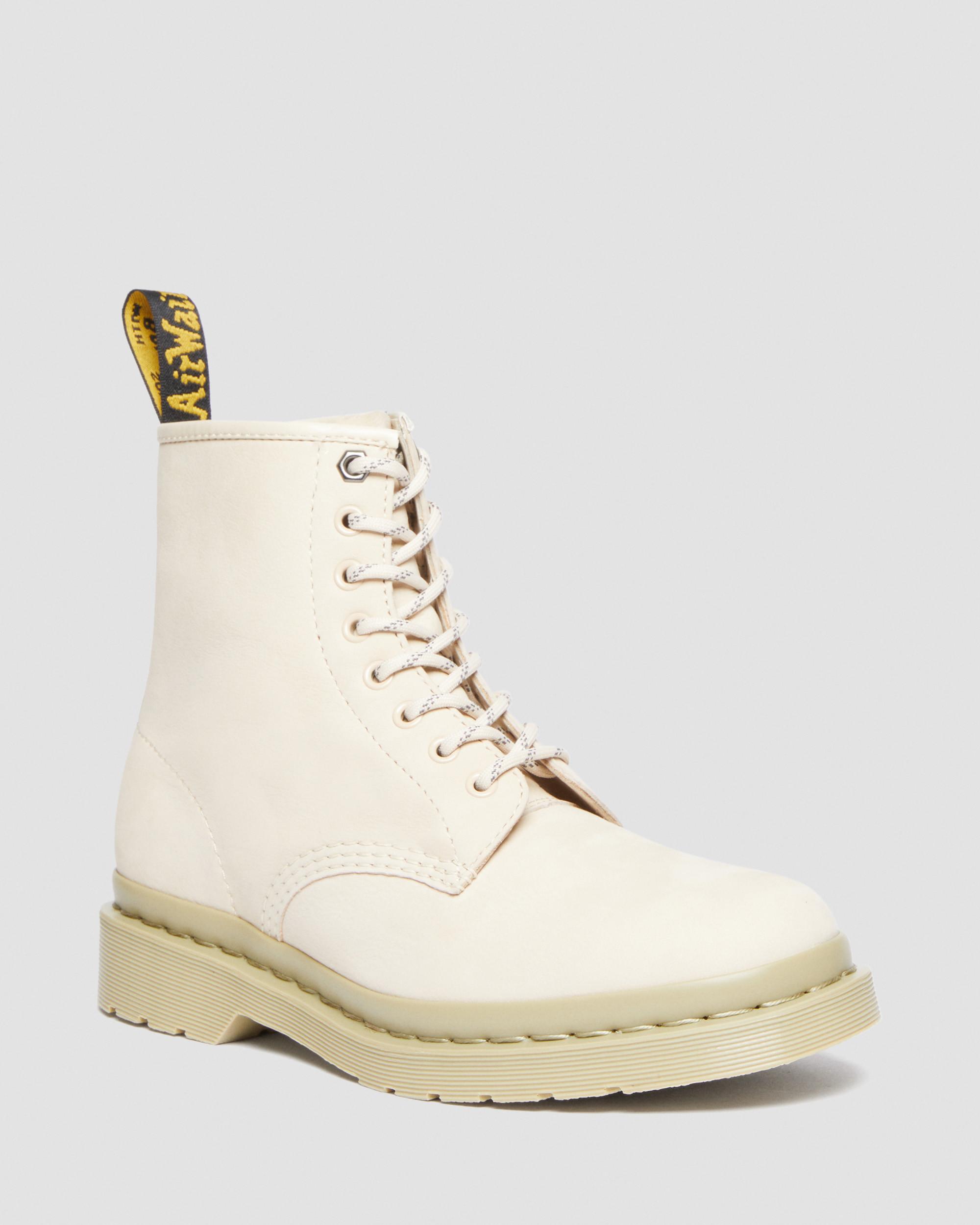 Dr. Martens, 1460 Mono Milled Nubuck Leather Lace Up Boots in Cream, Size 5