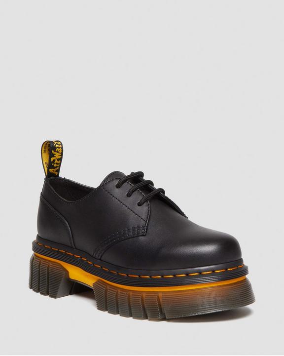Audrick Contrast Sole Leather Platform Shoes in Black | Dr Audrick Contrast Sole Leather Platform Shoes in Black | Dr