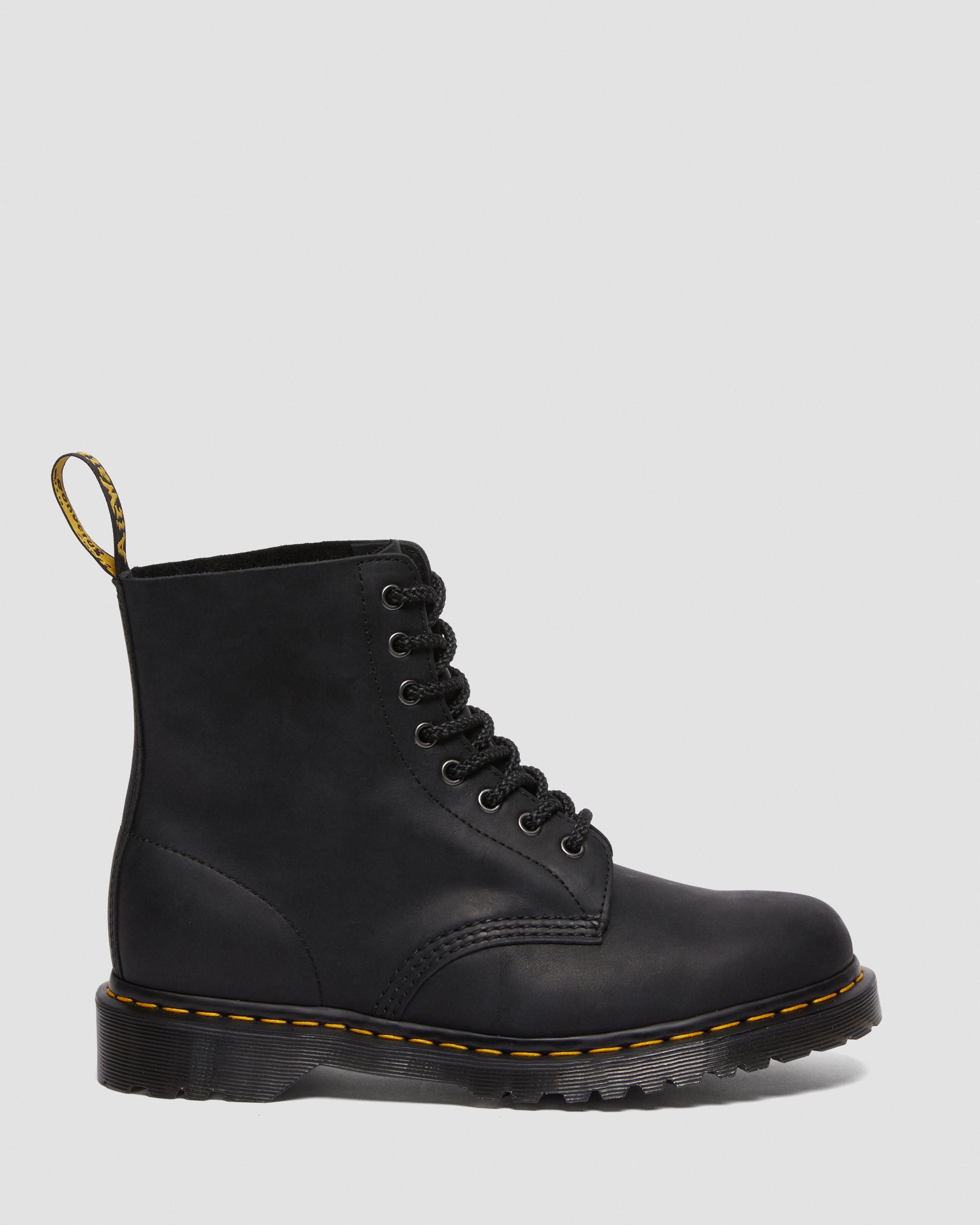 1460 Pascal Waxed Full Grain Leather Lace Up Boots in Black | Dr
