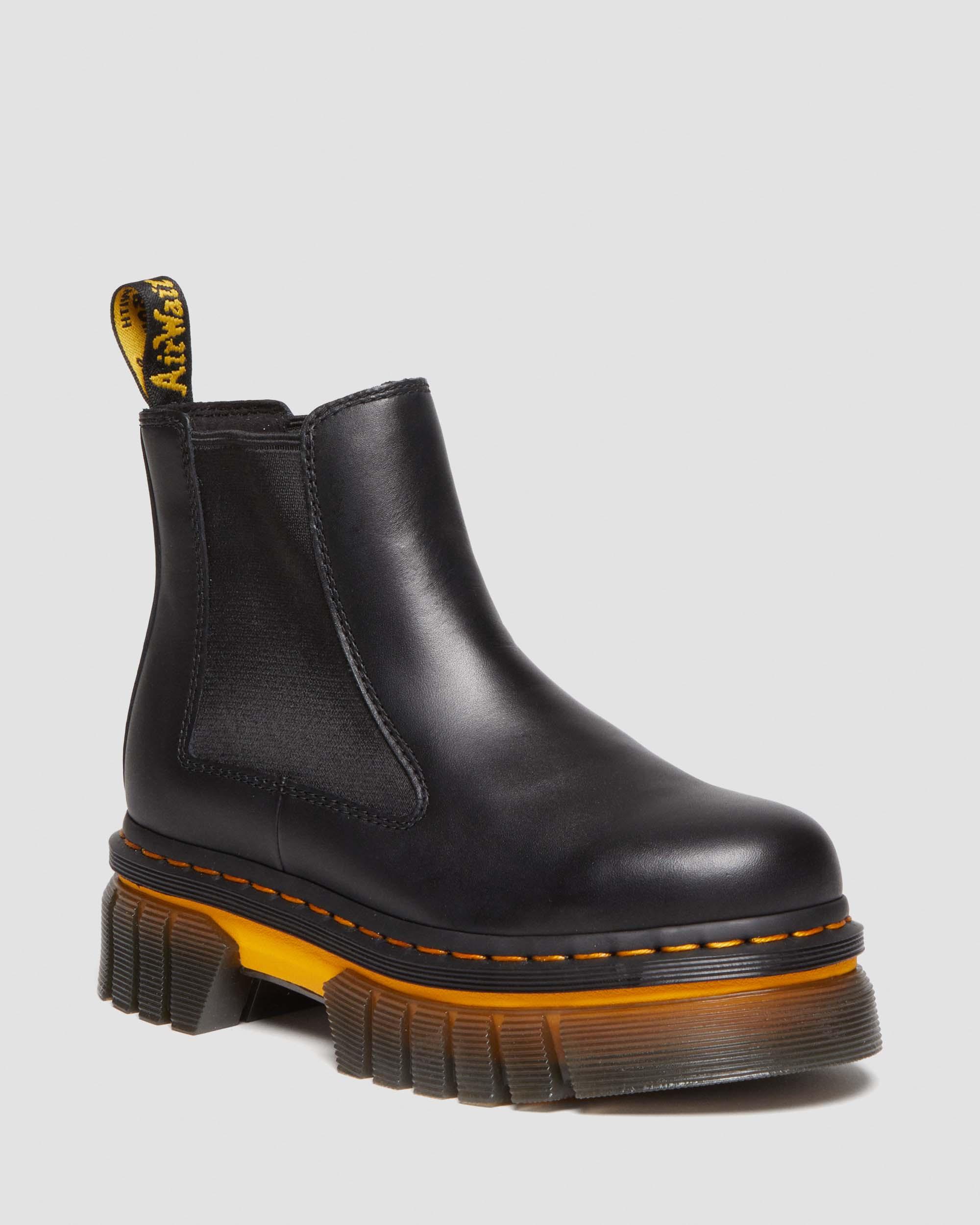 Audrick Contrast Sole Leather Platform Chelsea Boots in Black