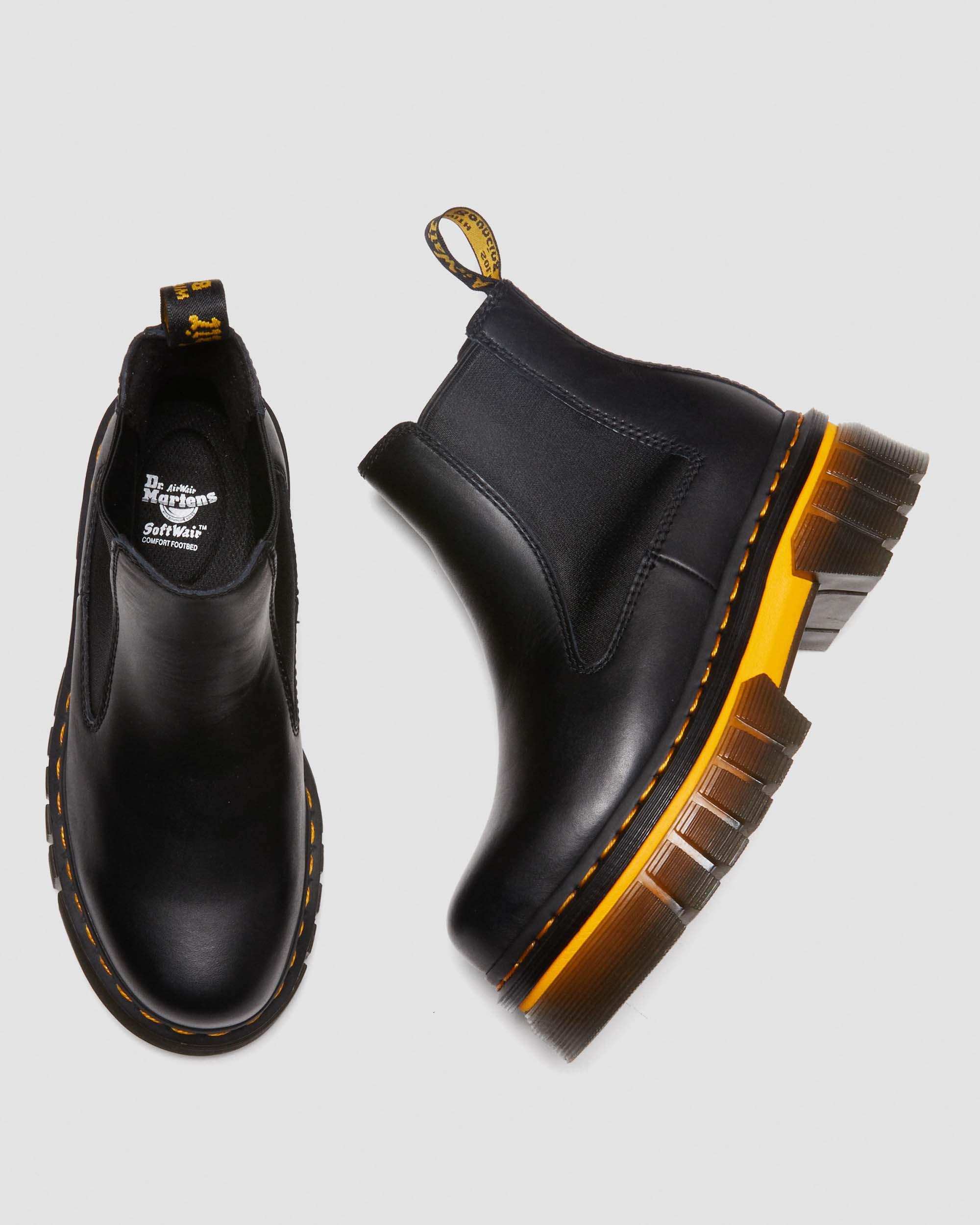Audrick Contrast Sole Leather Platform Chelsea Boots in Black | Dr