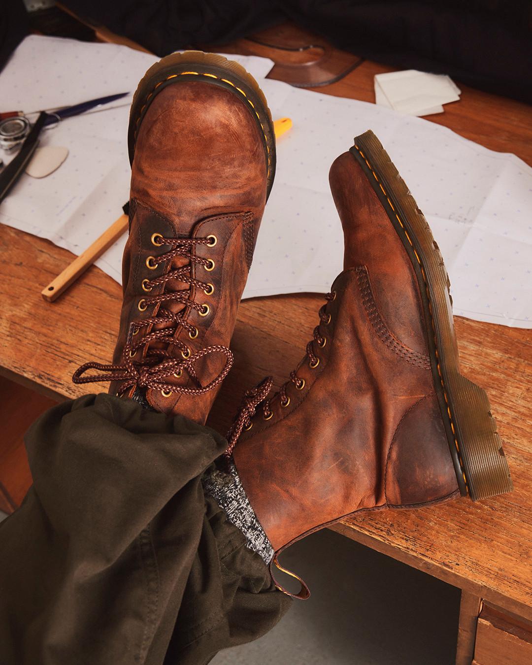 1460 Waxed Full Grain Leather Lace Up Boots