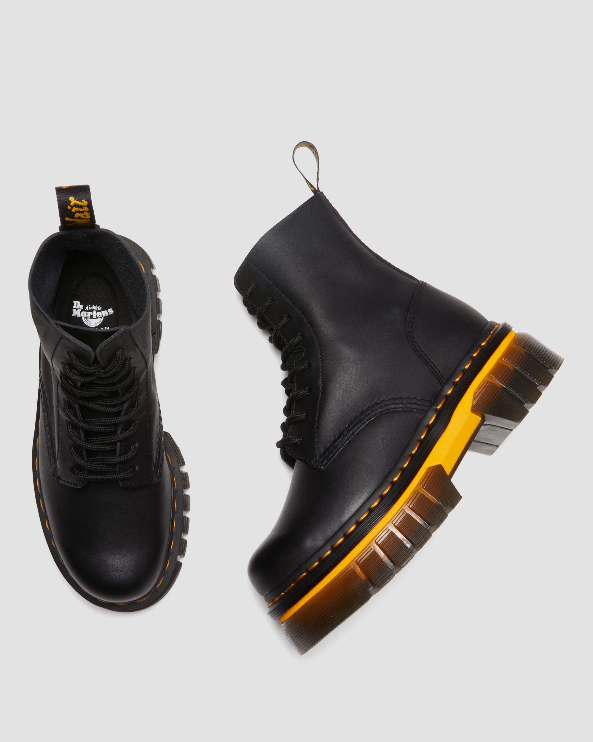 DR MARTENS Audrick Contrast Sole Leather Platform Ankle Boots