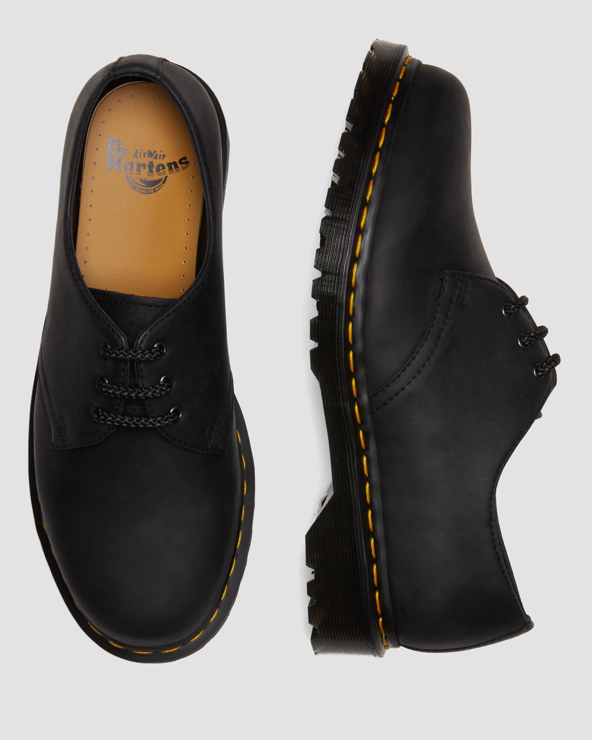 1461 Waxed Full Grain Leather Oxford Shoes, Black