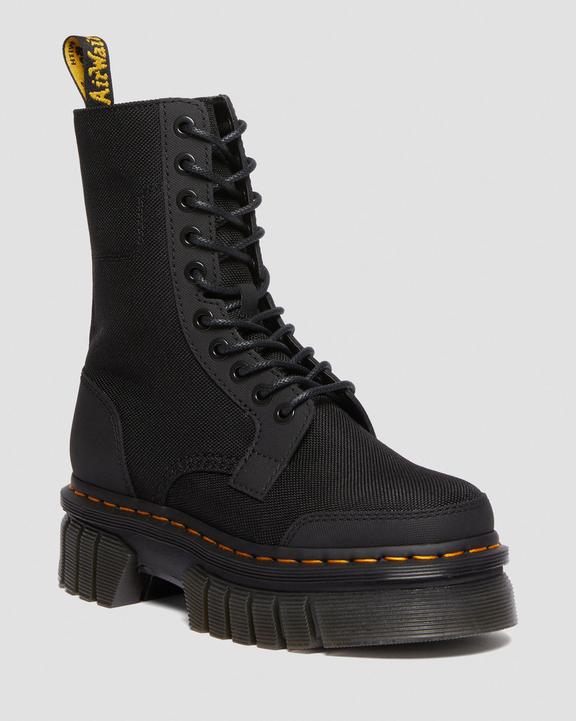 Audrick 10-Eye Poly & Leather Platform Boots in Black | Dr Audrick 10-Eye Poly & Leather Platform Boots in Black | Dr
