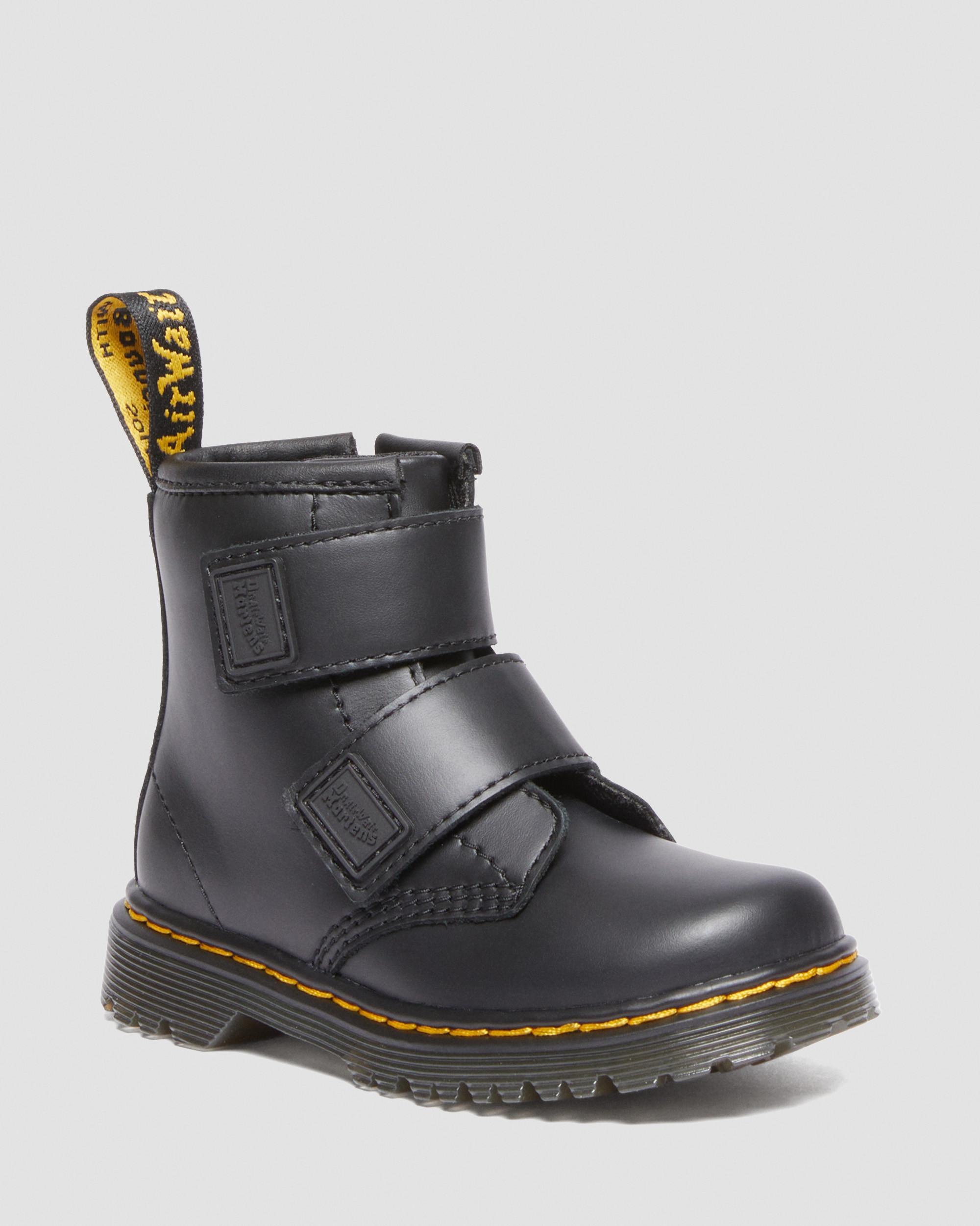 Toddler 1460 Leather Strap Velcro Boots in Black