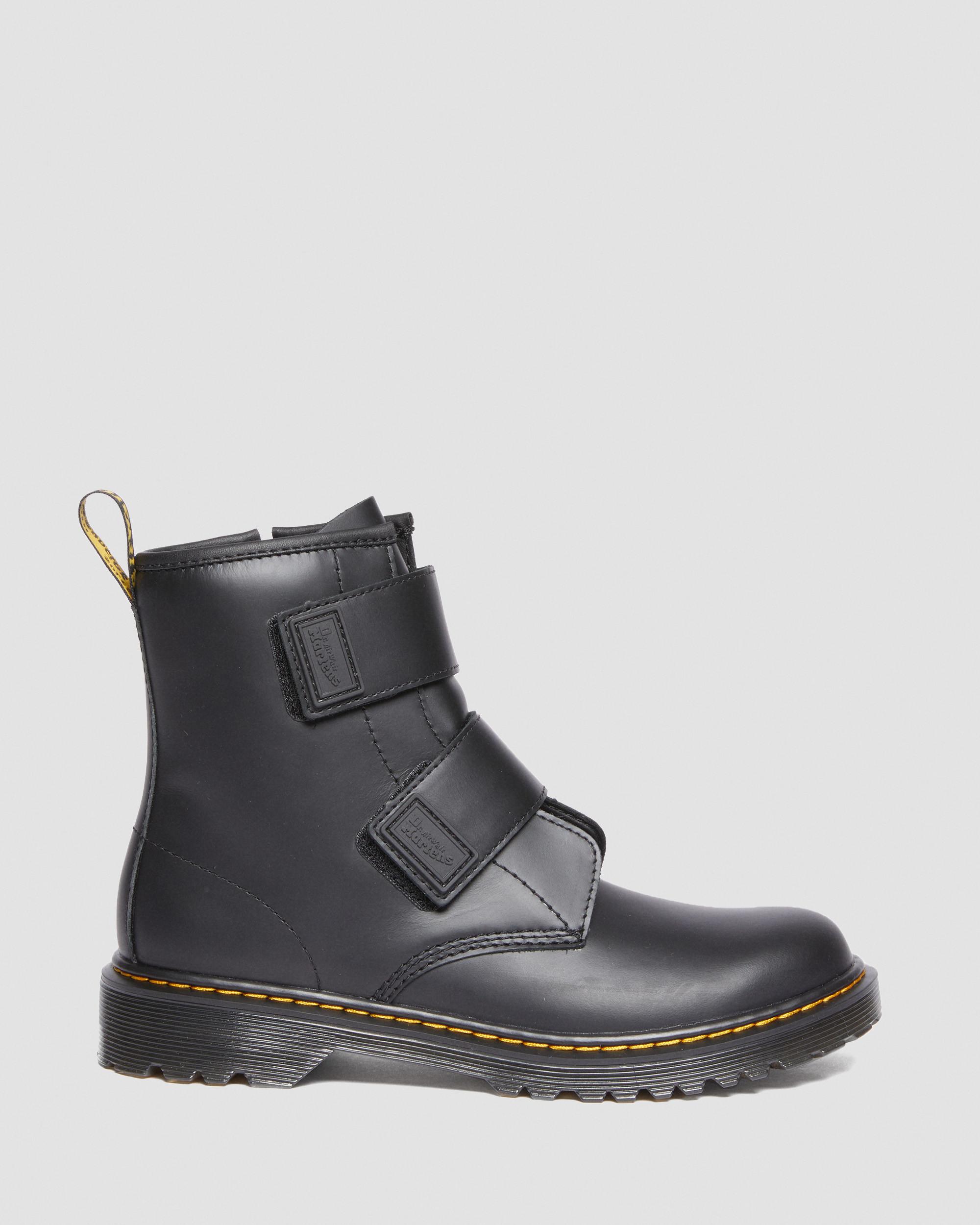 Youth 1460 Leather Strap Velcro Boots  in Black