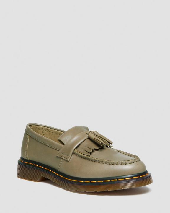 Adrian Carrara Leather Tassel Loafers in Olive | Dr. Martens
