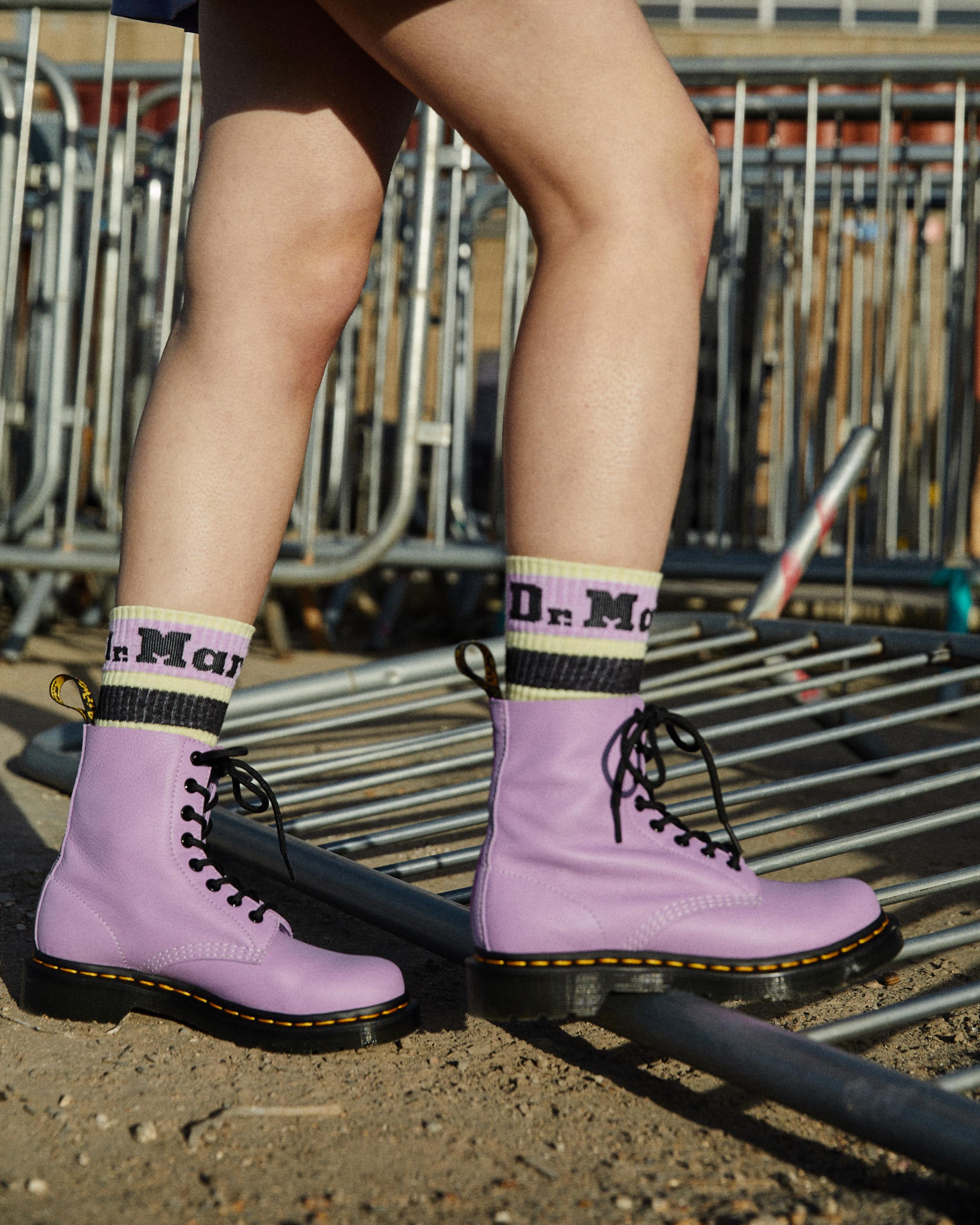 1460 Women's Pascal Black Eyelet Lace Up Boots in Lilac | Dr. Martens