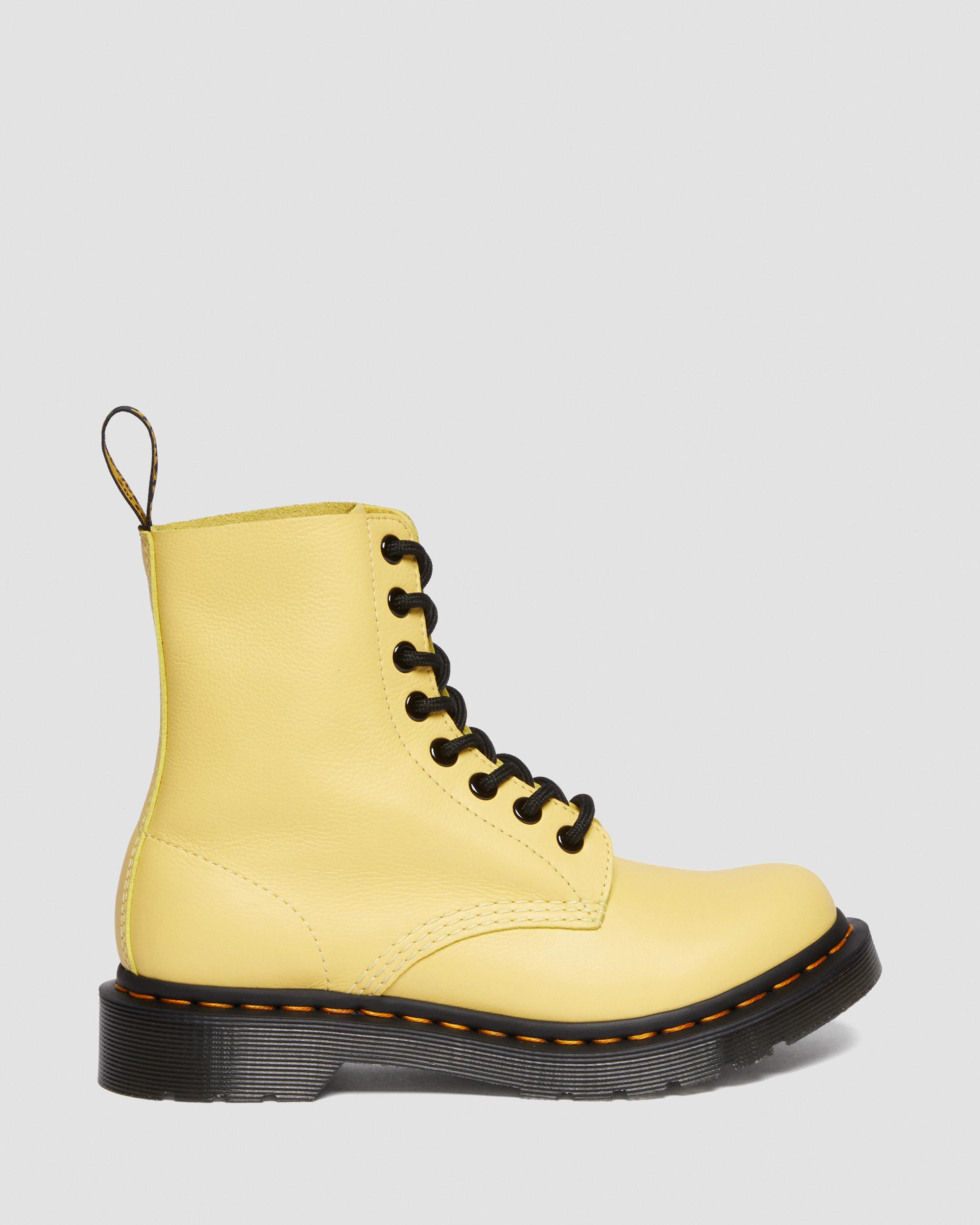 1460 Women's Pascal Black Eyelet Lace Up Boots in Lemon Yellow | Dr ...