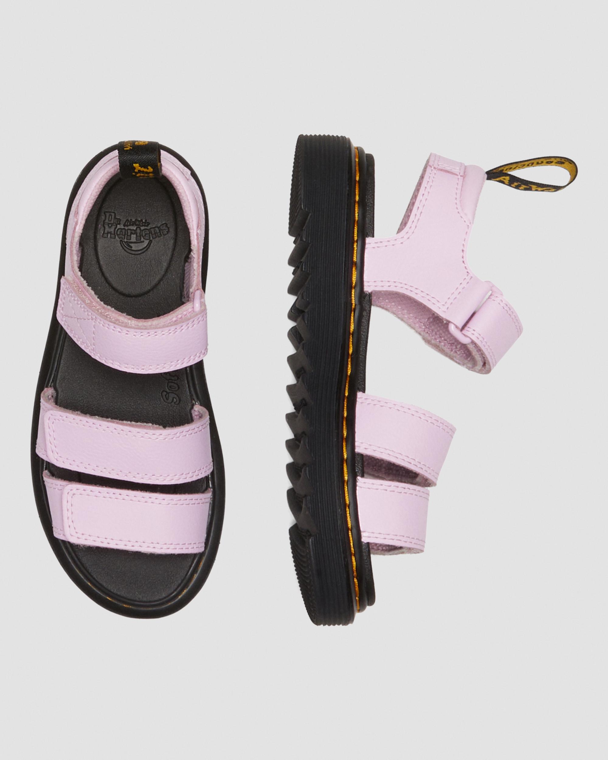 Junior Klaire Athena Leather Strap Velcro Sandals in Pale Pink