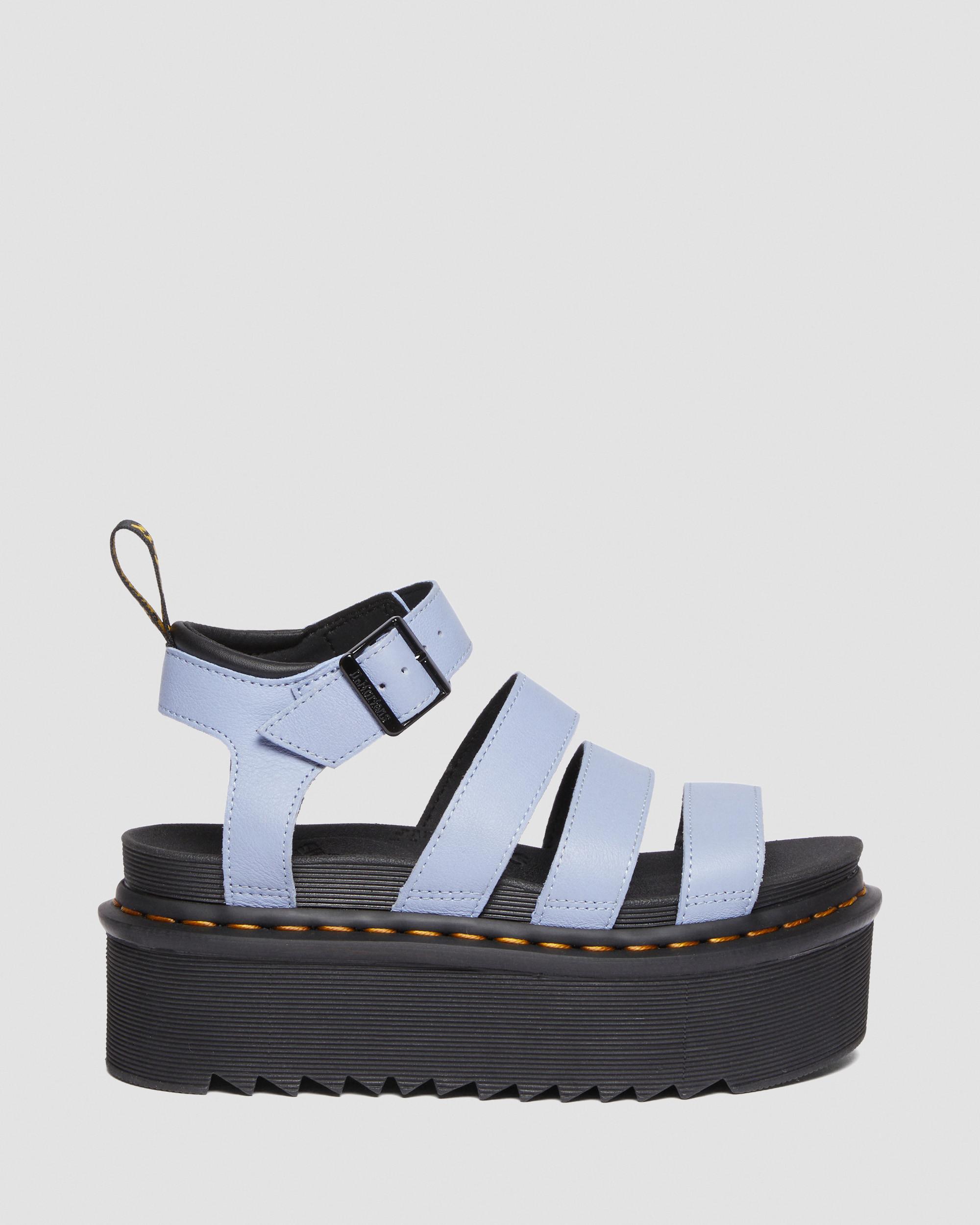 Blaire Quad Pisa Leather Strap Platform Sandals in Zen Blue