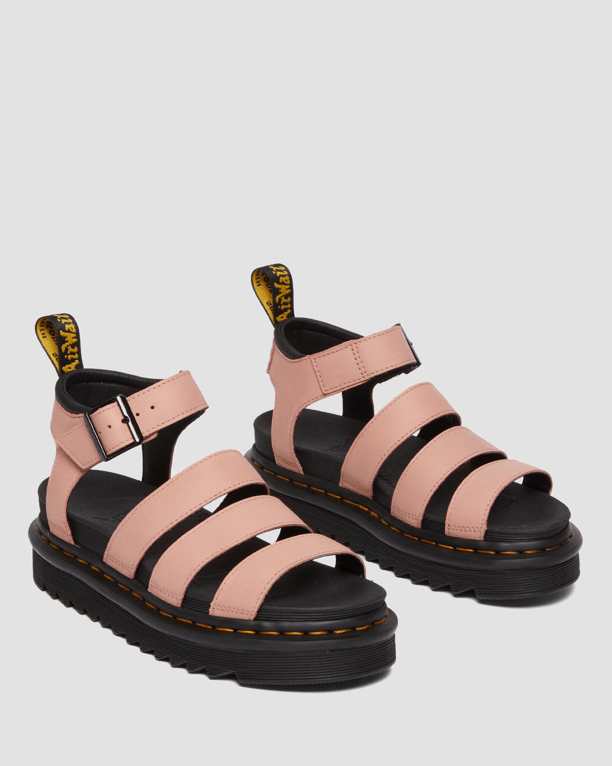 Blaire Pisa Leather Strap Platform Sandals in Peach Beige | Dr. Martens