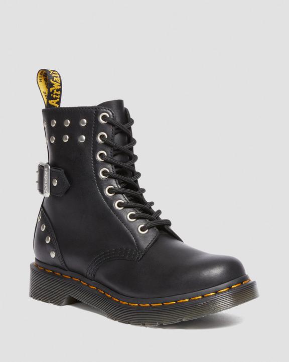 1460 Pascal Hardware Nappa Leather Lace Up Boots in Black 1460 Pascal Hardware Nappa Leather Lace Up Boots in Black