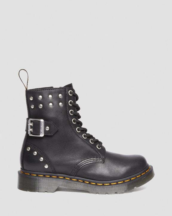 1460 Pascal Hardware Nappa Leather Lace Up Boots in Black 1460 Pascal Hardware Nappa Leather Lace Up Boots in Black