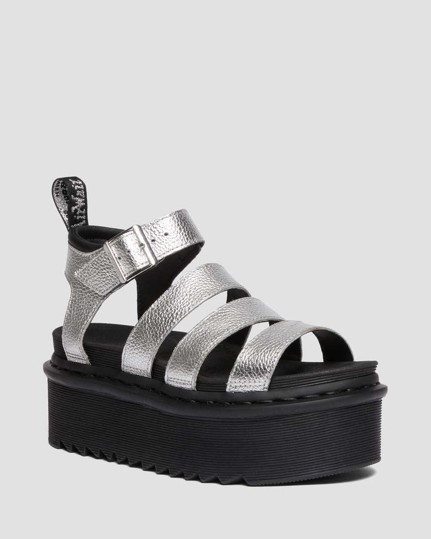 Blaire Metallic Leather Platform Strap Sandals | Dr. Martens