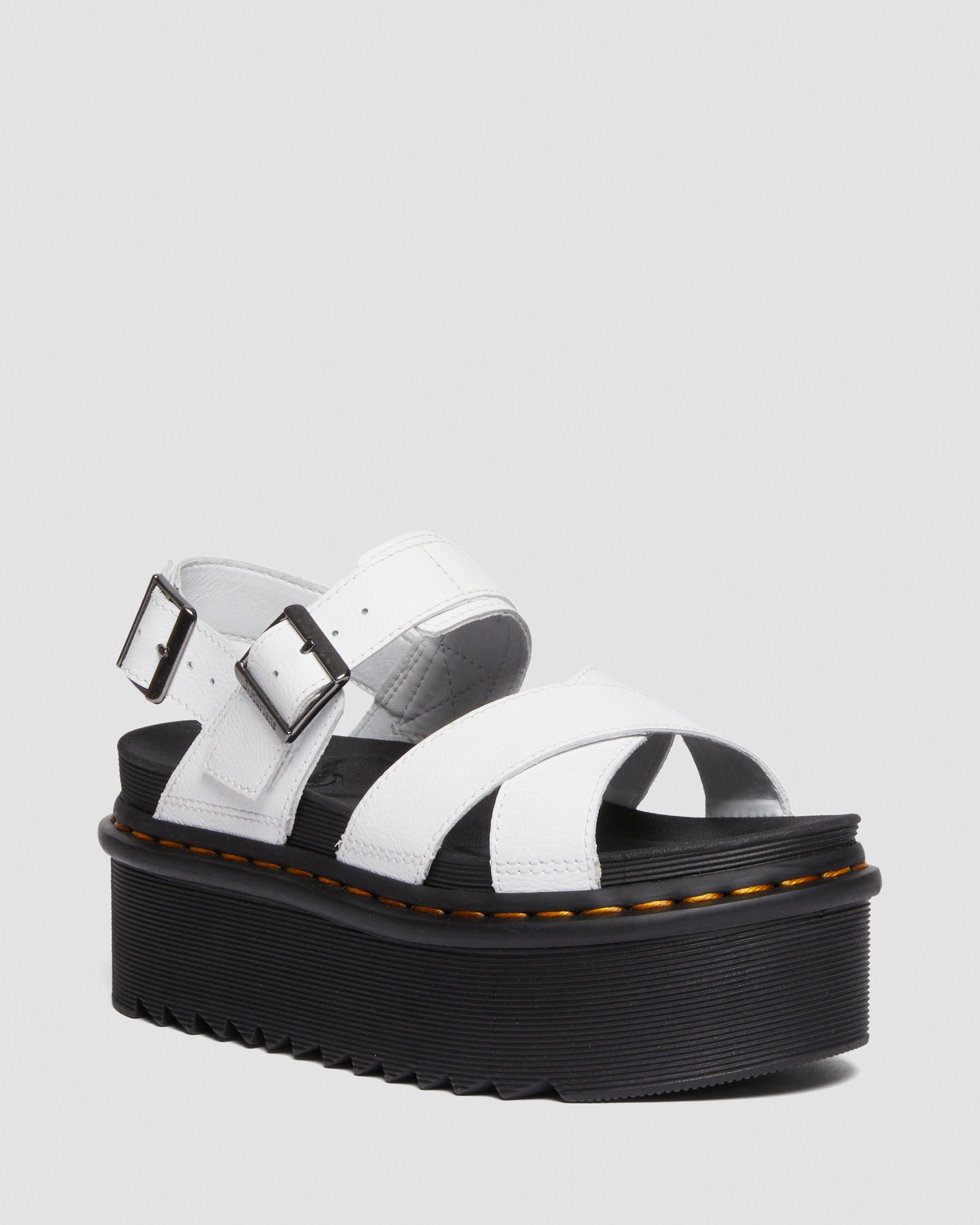 Dr. Martens' Voss Ii Athena Leather Strap Platform Sandals In White