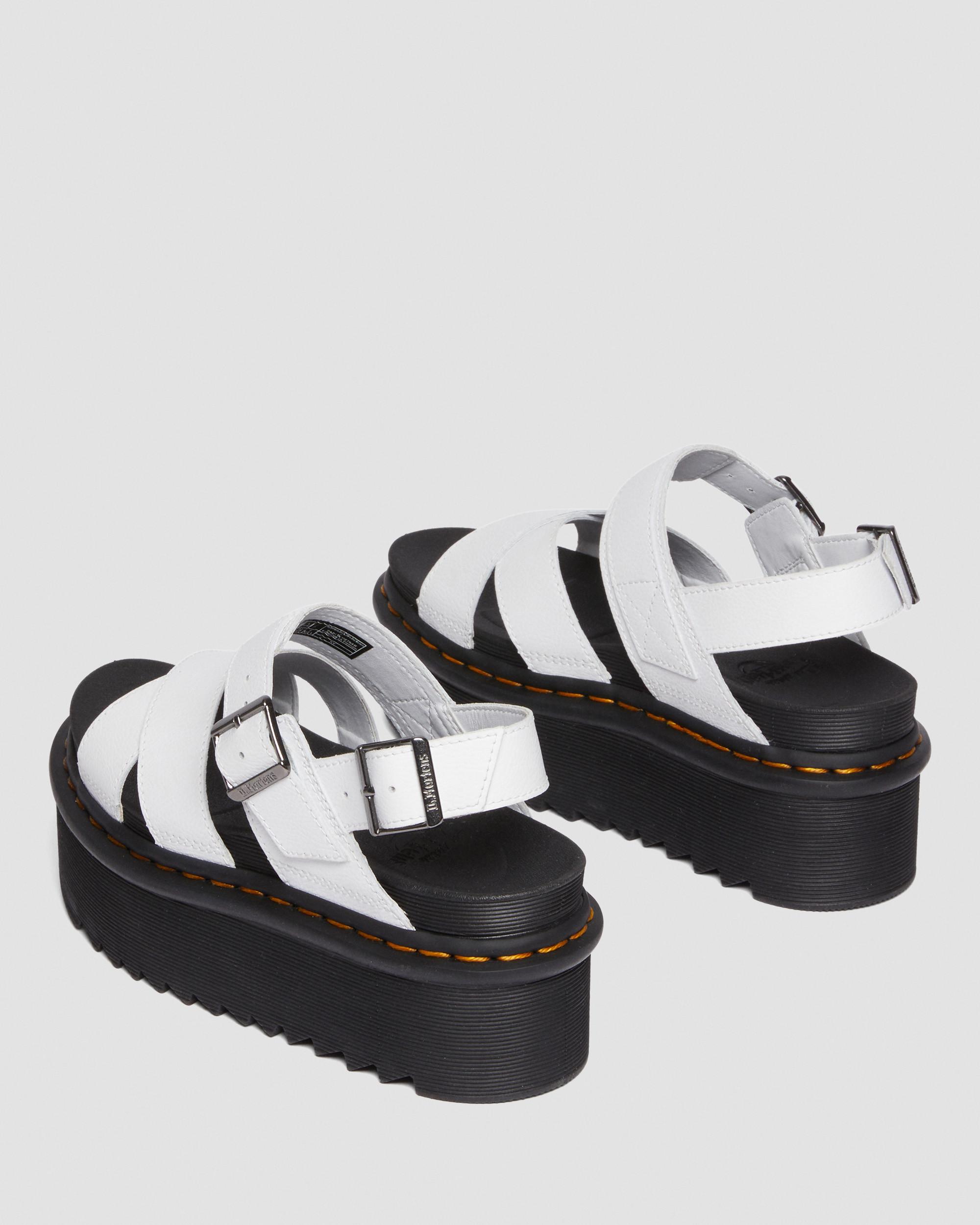 Voss II Athena Leather Strap Platform Sandals in White | Dr. Martens