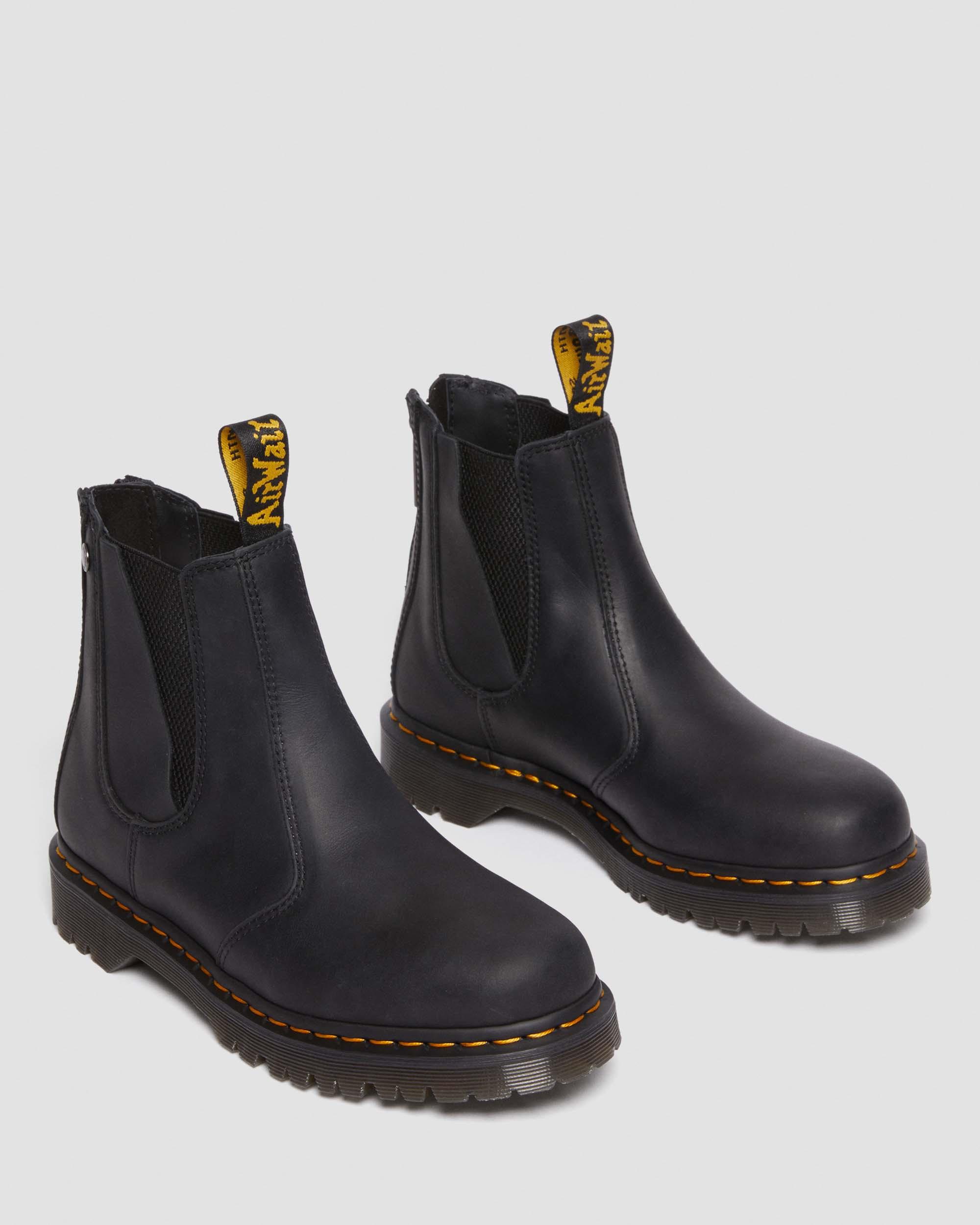 2976 Waxed Full Grain Zip Leather Chelsea Boots in Black | Dr. Martens