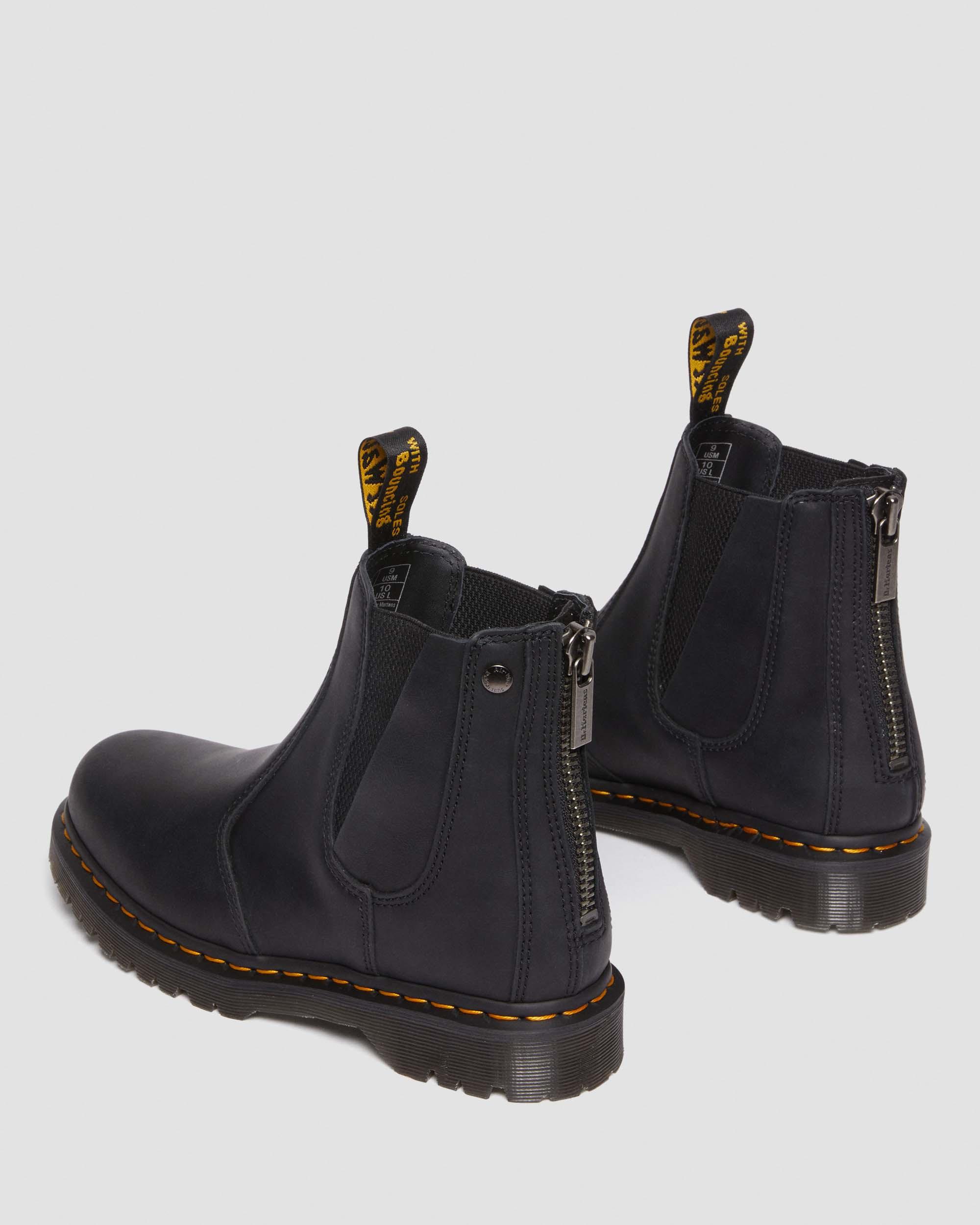 2976 Waxed Full Grain Zip Leather Chelsea Boots in Black | Dr. Martens