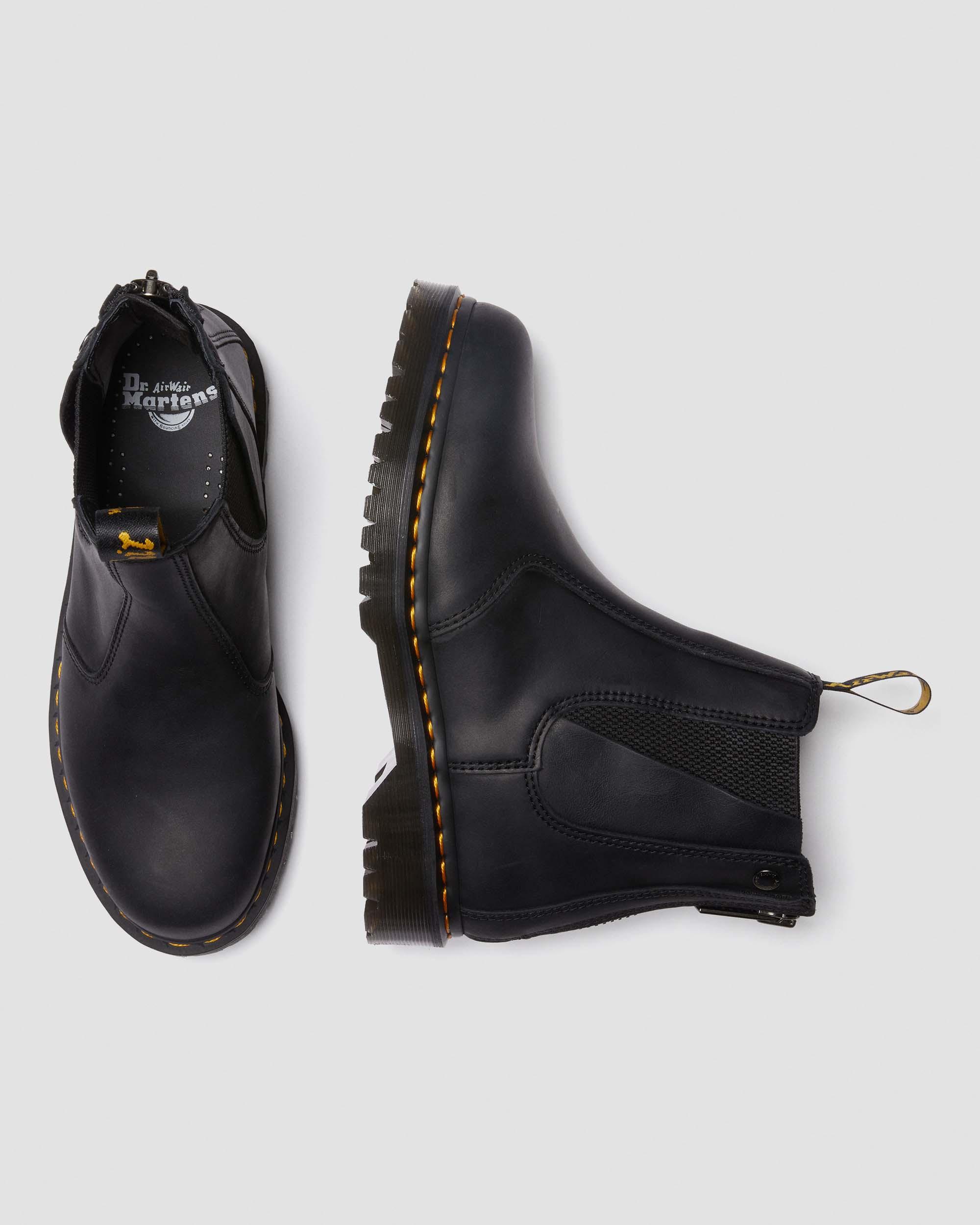 2976 Waxed Full Grain Zip Leather Chelsea Boots in Black