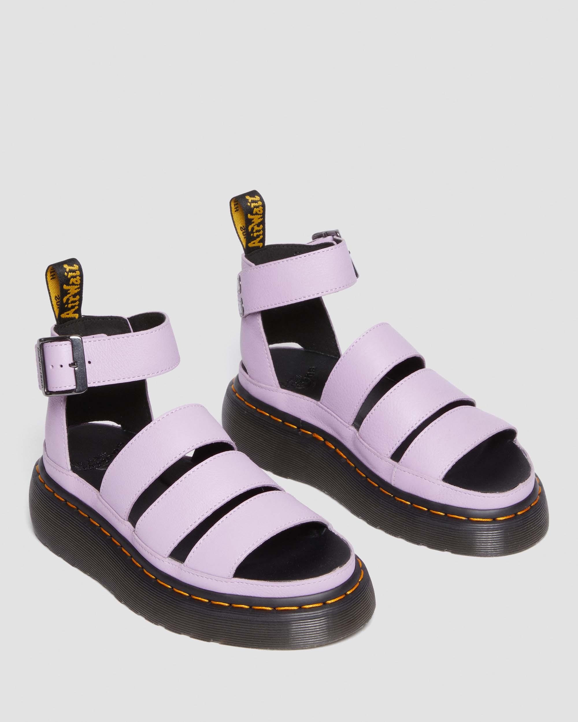 Clarissa II Pisa Leather Strap Platform Sandals in Lilac | Dr. Martens
