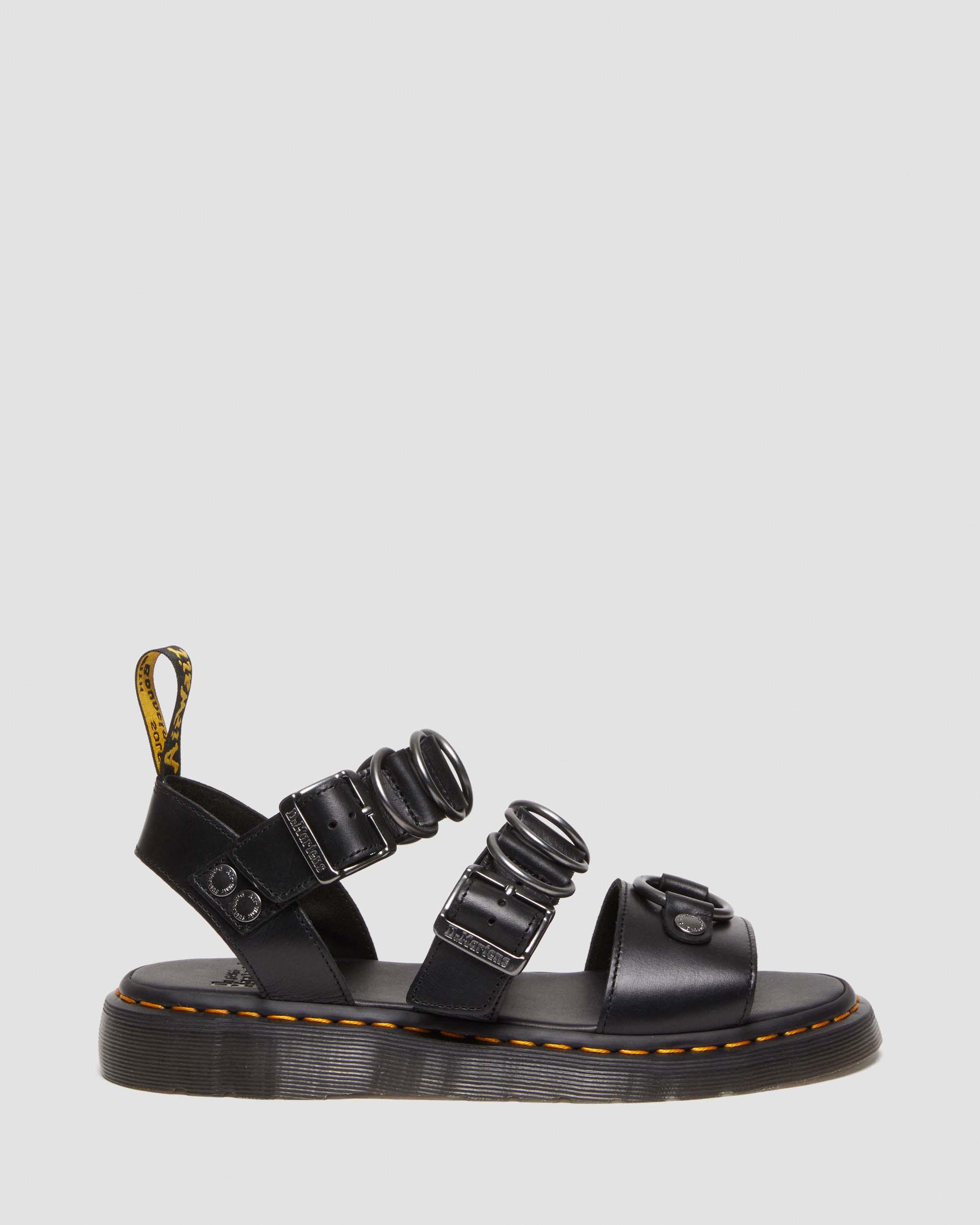 Gryphon Alternative Brando Leather Strap Sandals in Black | Dr. Martens