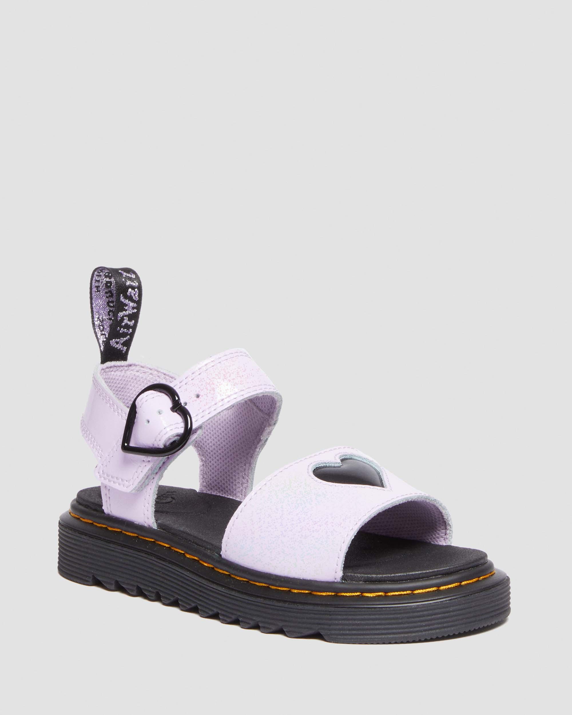 Junior Marlowe Galaxy Shimmer Heart Sandals in Lilac Dr. Martens