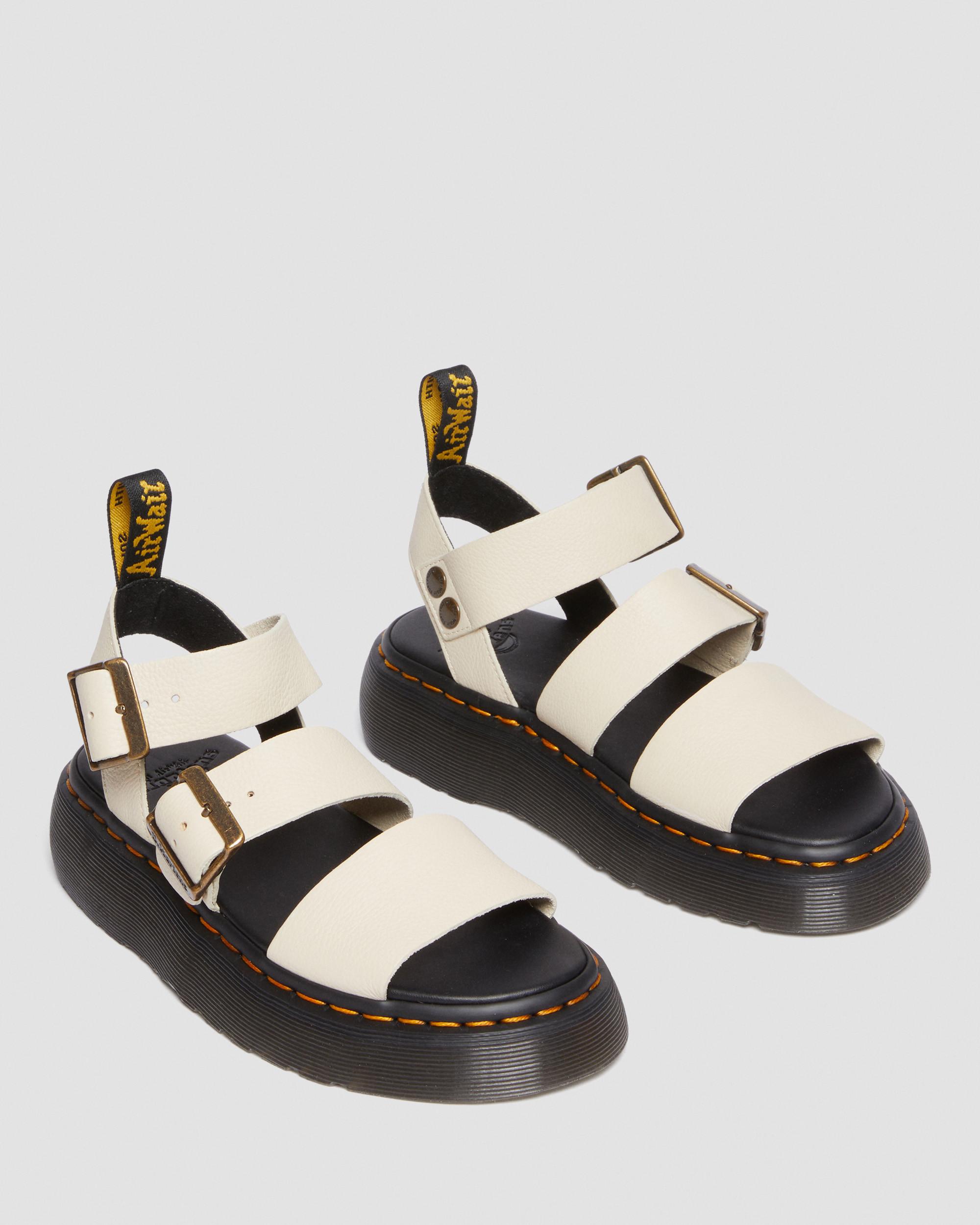 Dr. Martens Gryphon Quad Leather Sandals In Parchment Beige