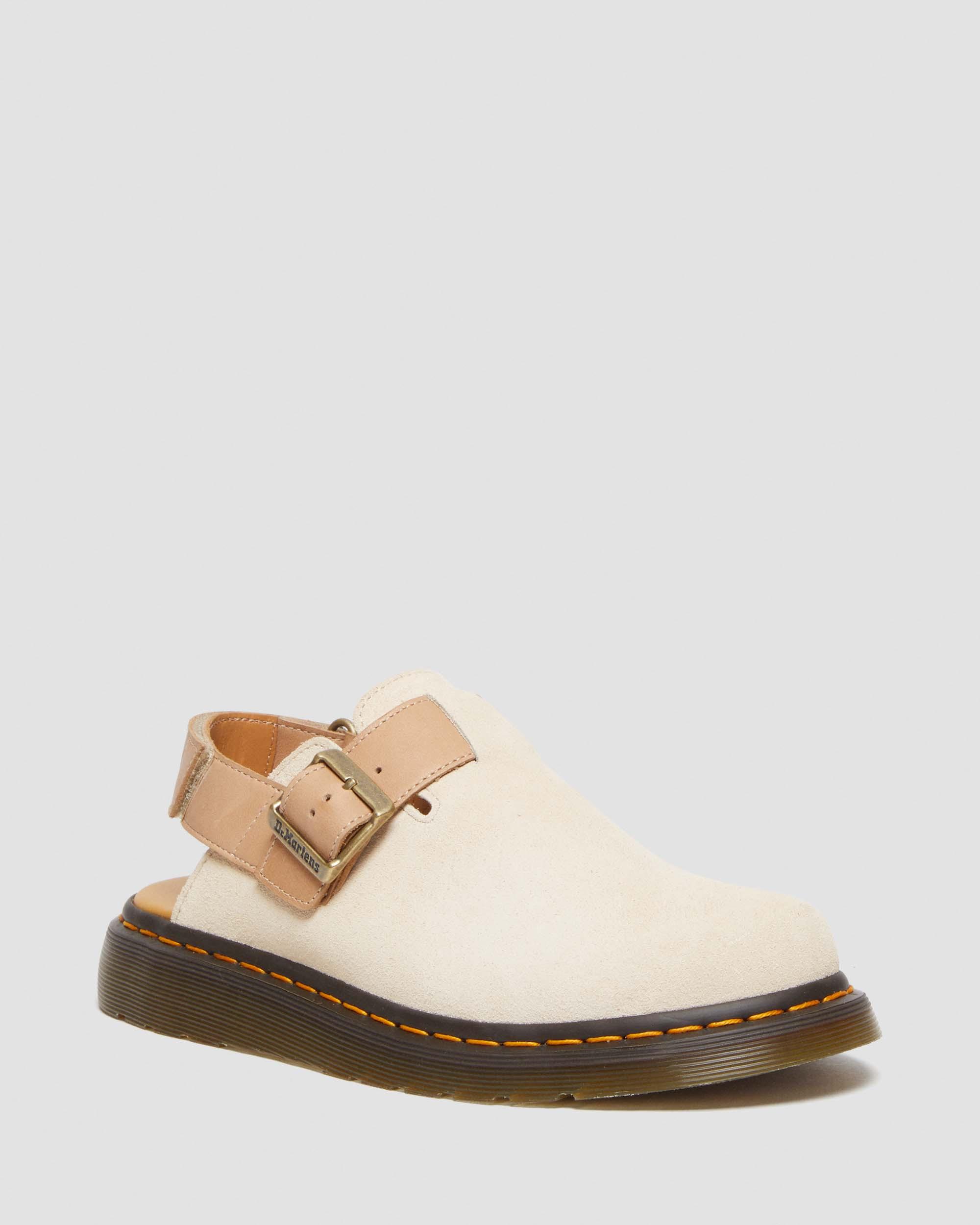 Jorge II Suede & Leather Slingback Mules in Parchment Beige | Dr. Martens