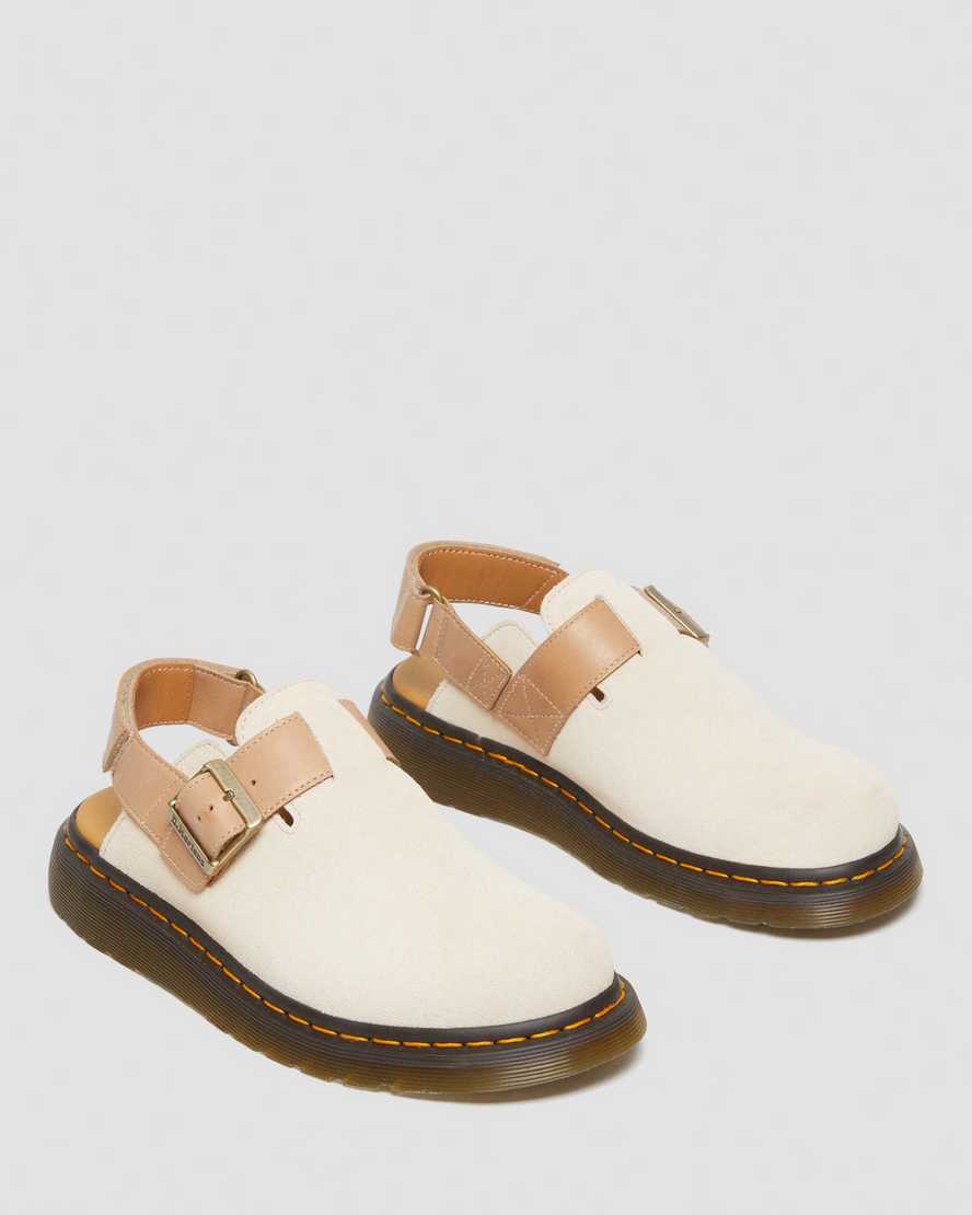 Shop Dr. Martens' Jorge Ii Suede & Leather Slingback Mules In Creme