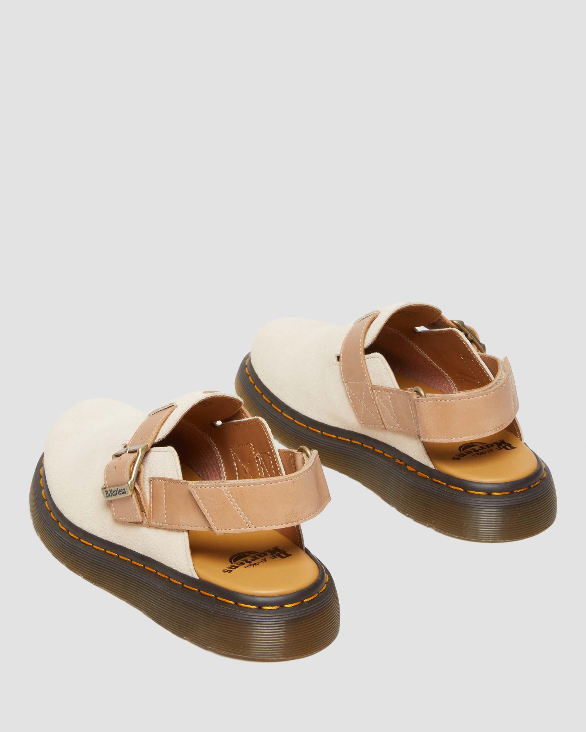 Jorge II Suede & Leather Slingback Mules in Parchment Beige | Dr