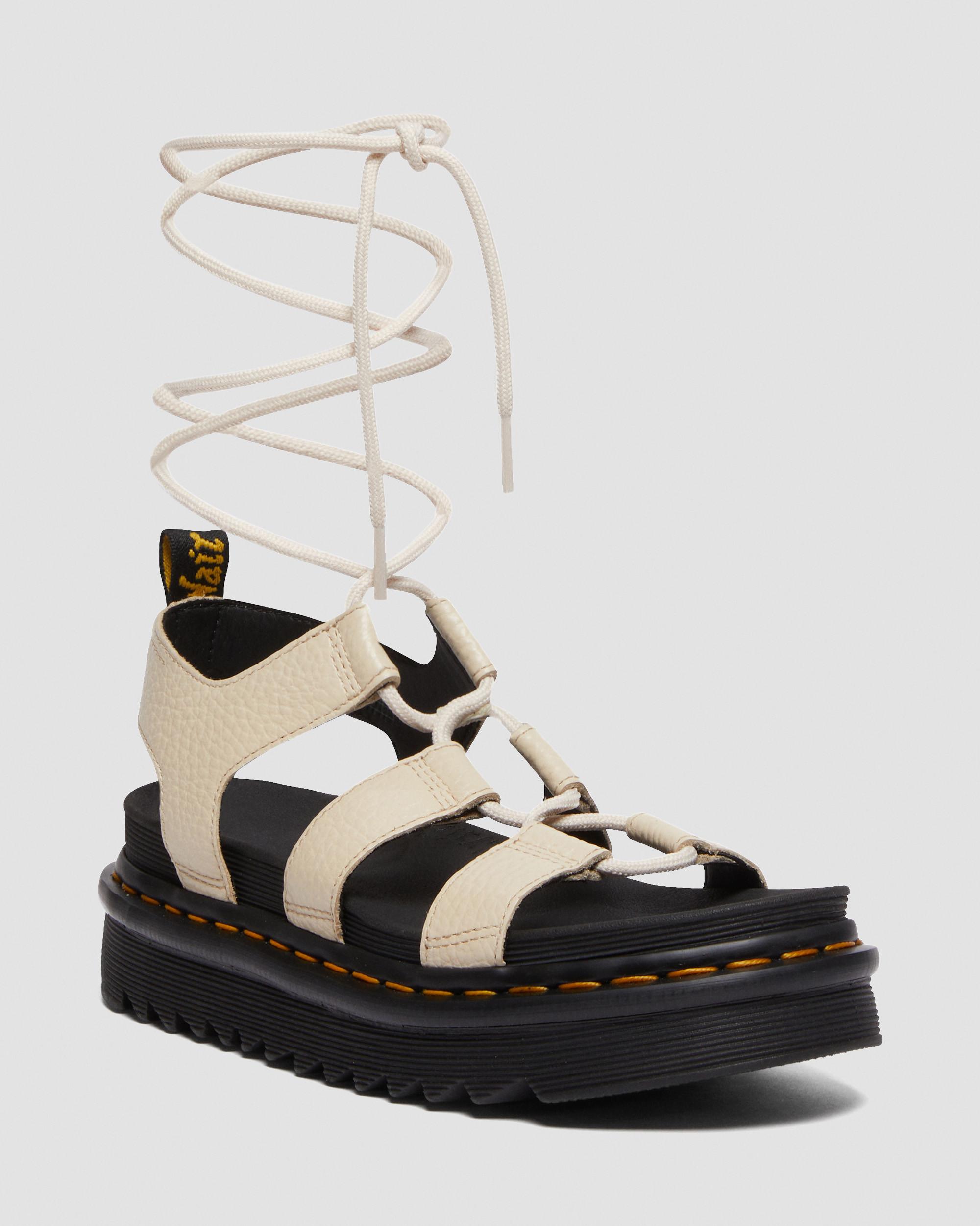 Nartilla Milled Nappa Gladiator Sandals in Parchment Beige | Dr. Martens