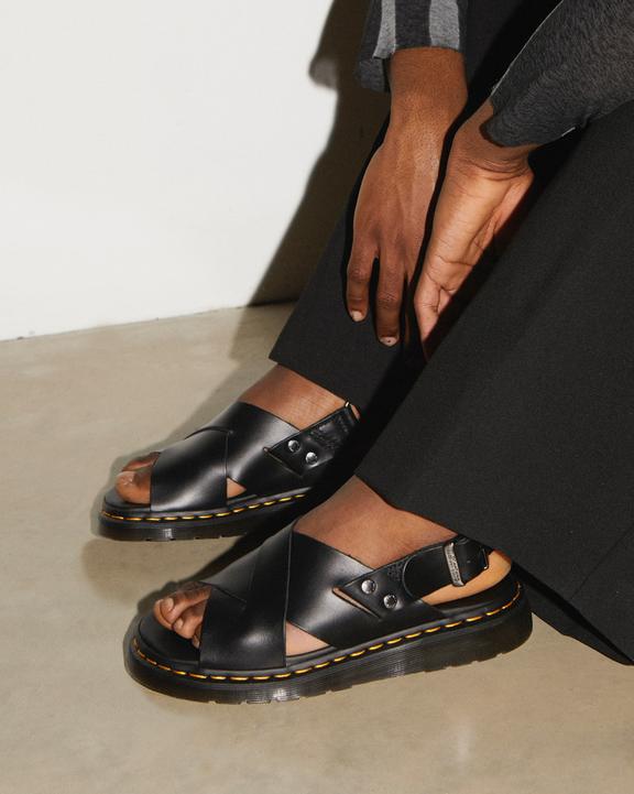 Zane Brando Leather Slingback Sandals in Black | Dr. Martens