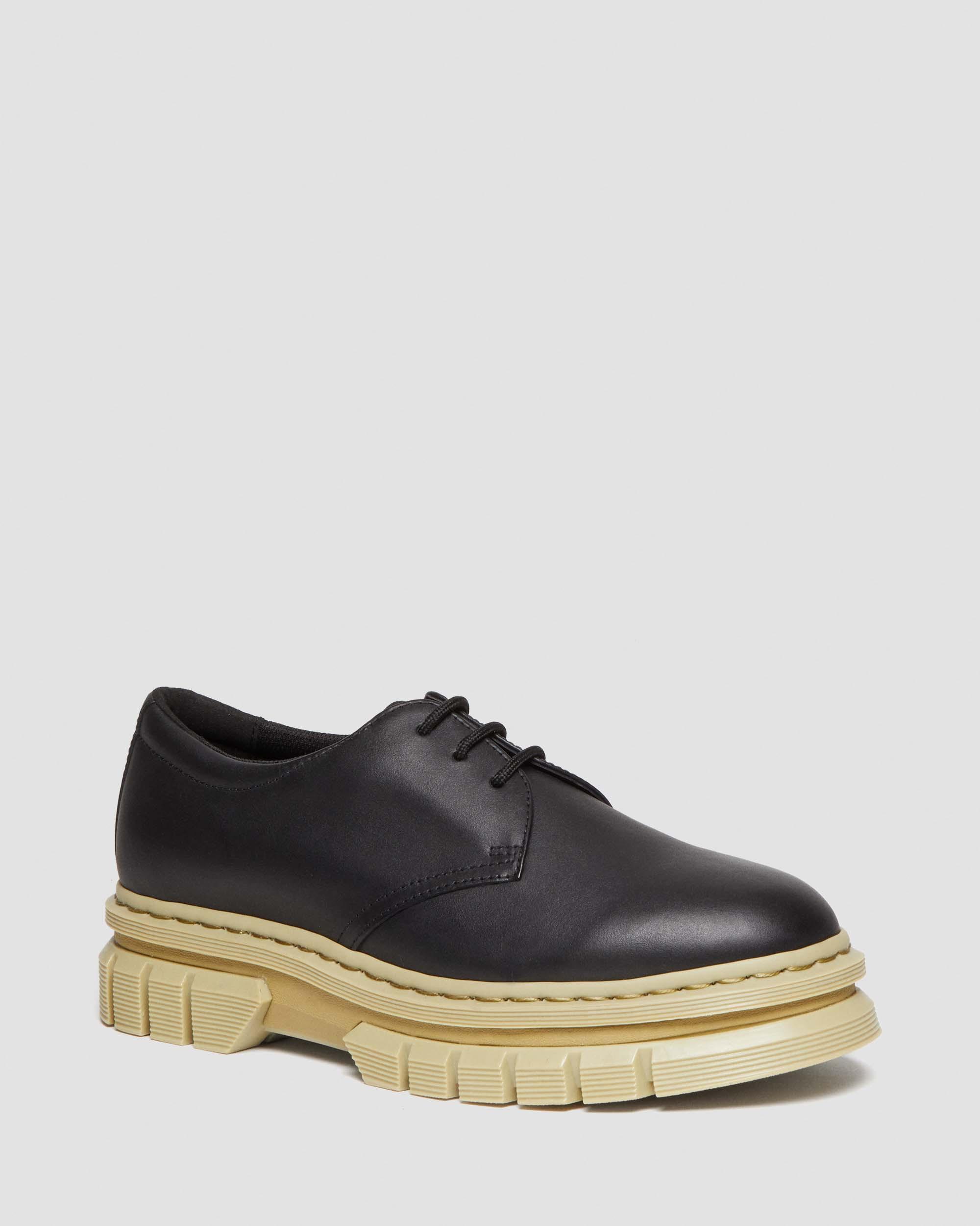 Rikard Contrast Sole Leather Platform Shoes in Black | Dr. Martens