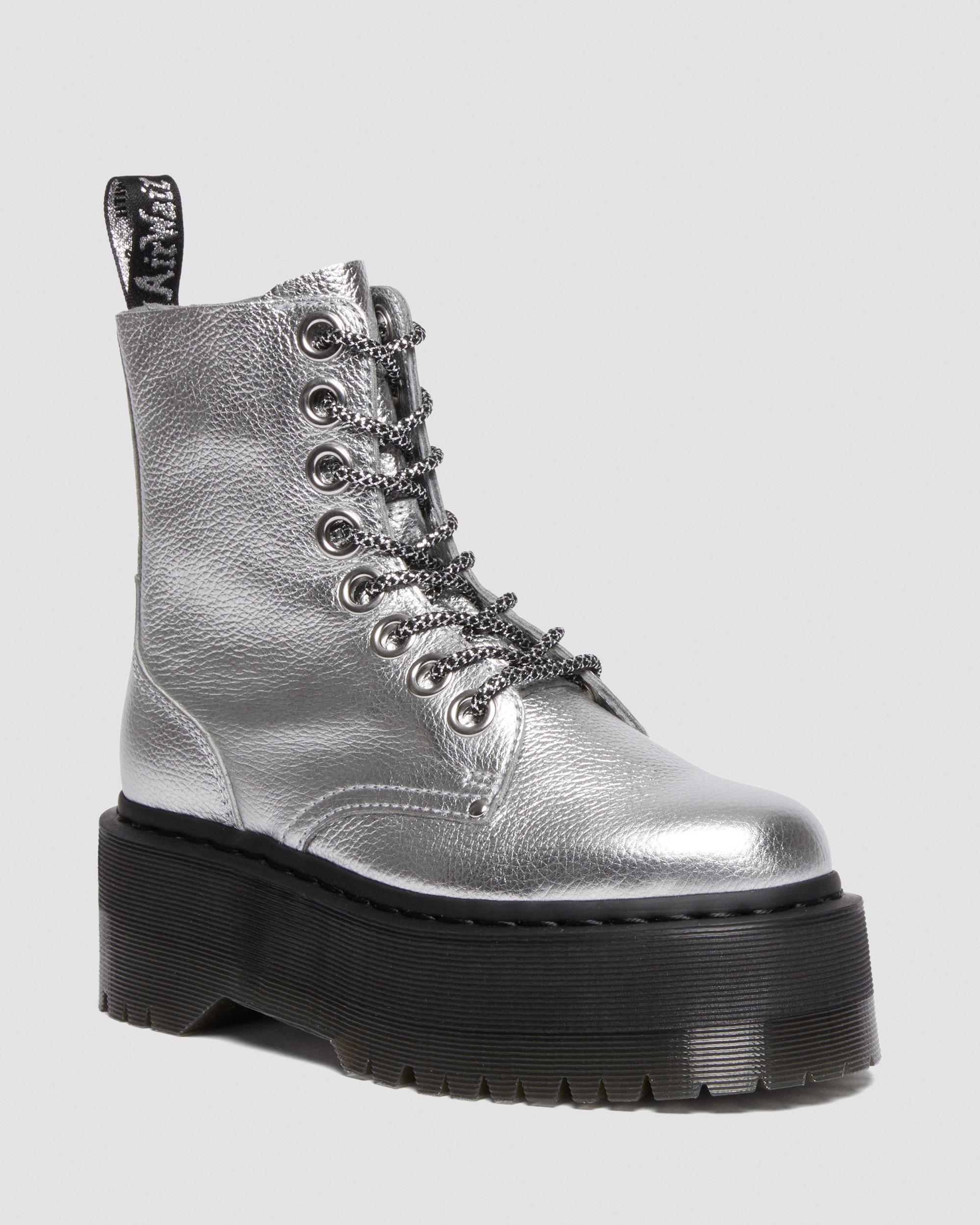 Jadon Max Boot Metallic Leather Platforms in Silver | Dr. Martens
