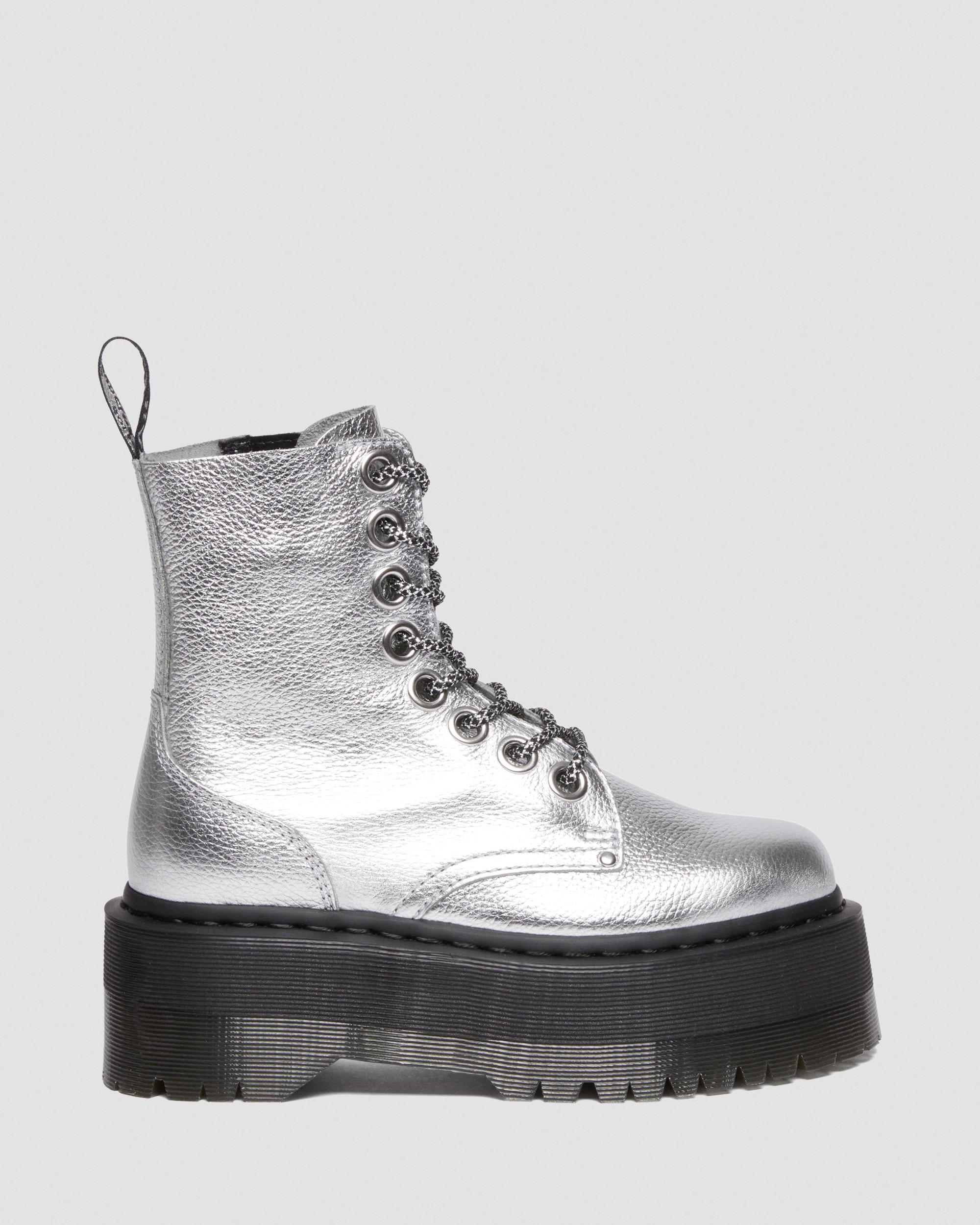 Jadon Max Boot Metallic Leather Platforms in Silver | Dr. Martens